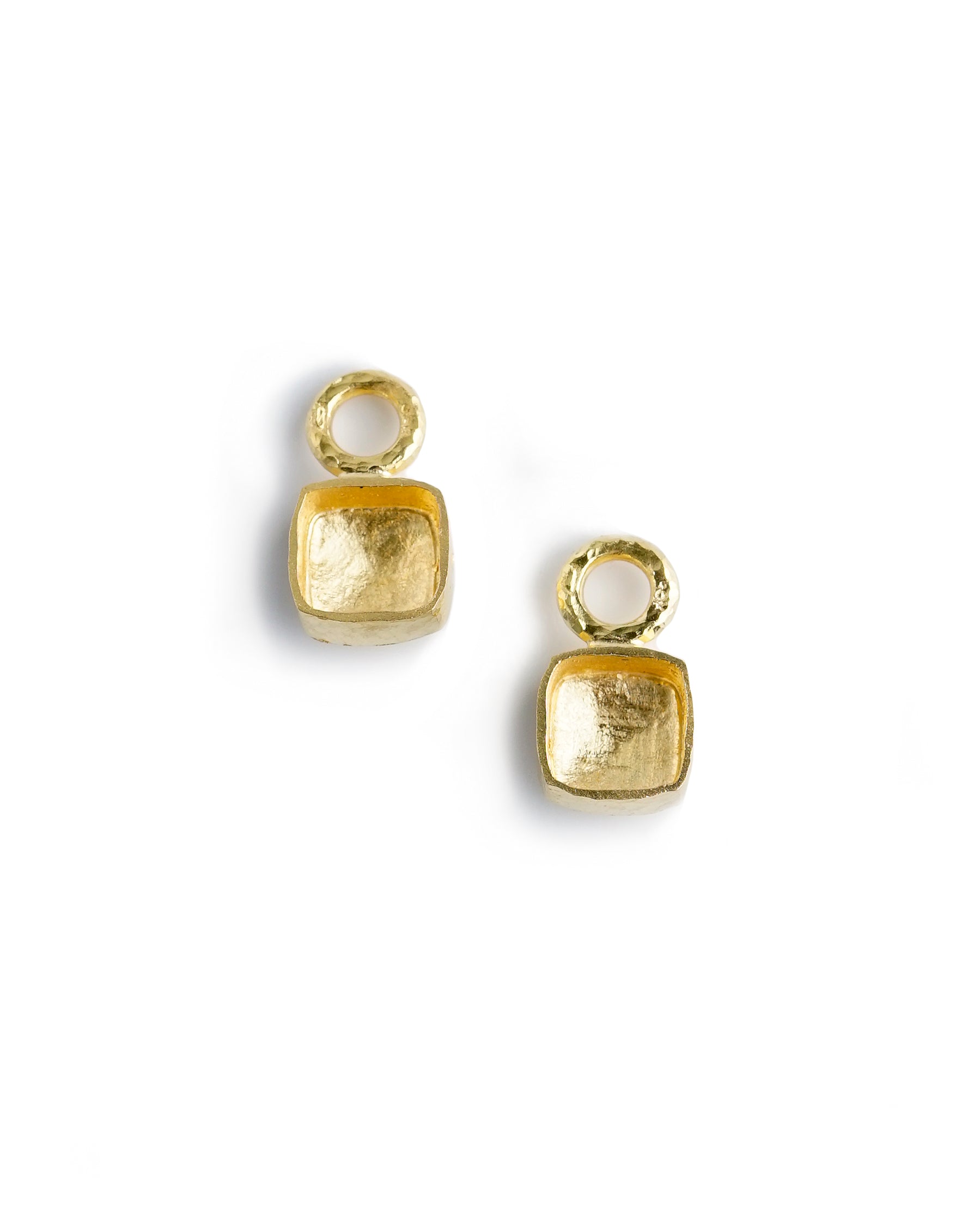 Gold Domed Square Cushion Earring Charms
