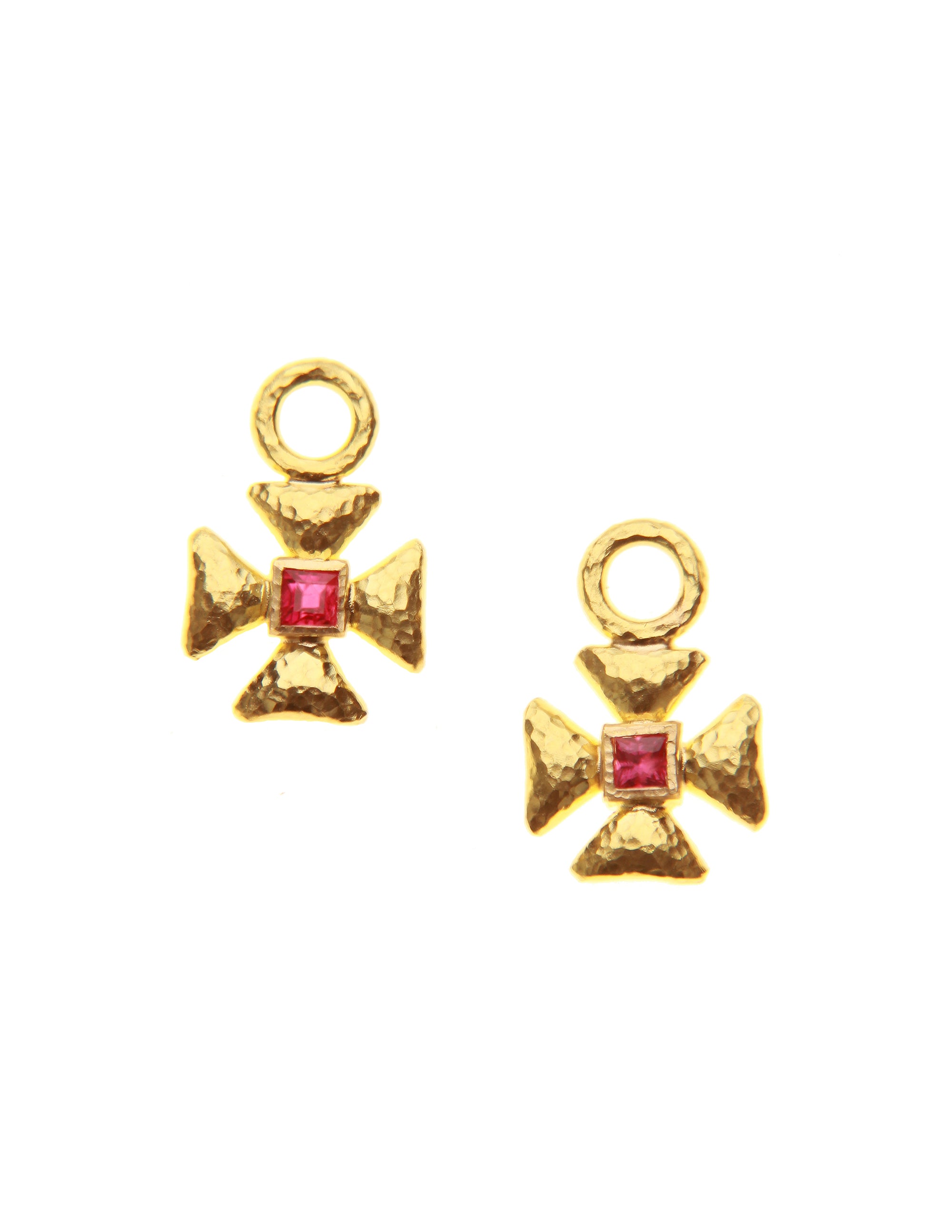 Small Maltese Cross Ruby Earring Charms