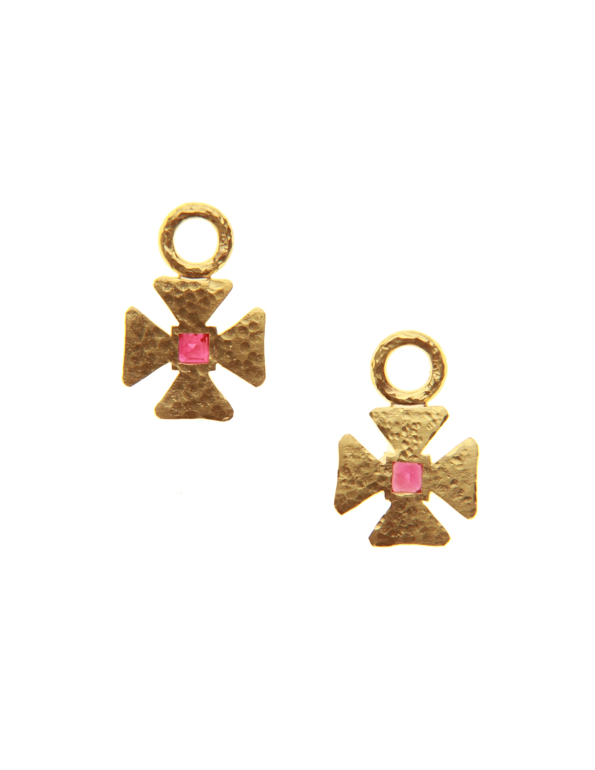 Small Maltese Cross Ruby Earring Charms