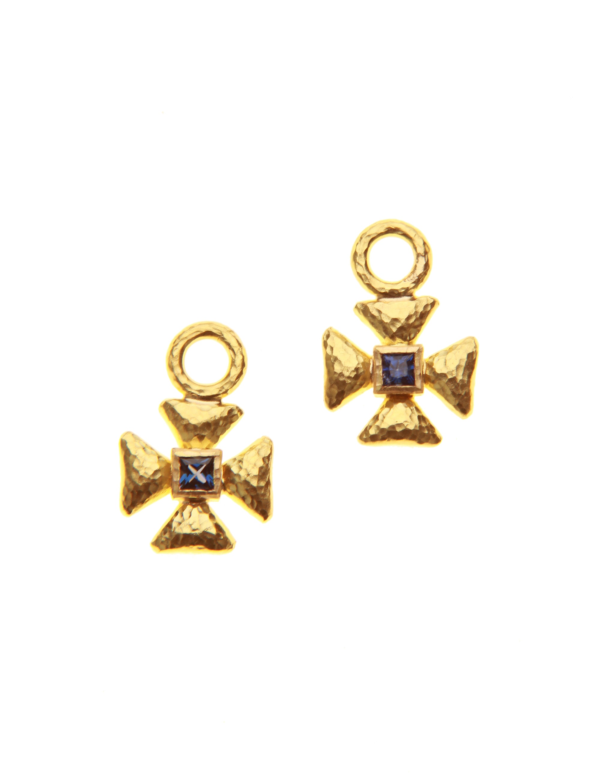 Small Maltese Cross Blue Sapphire Earring Charms