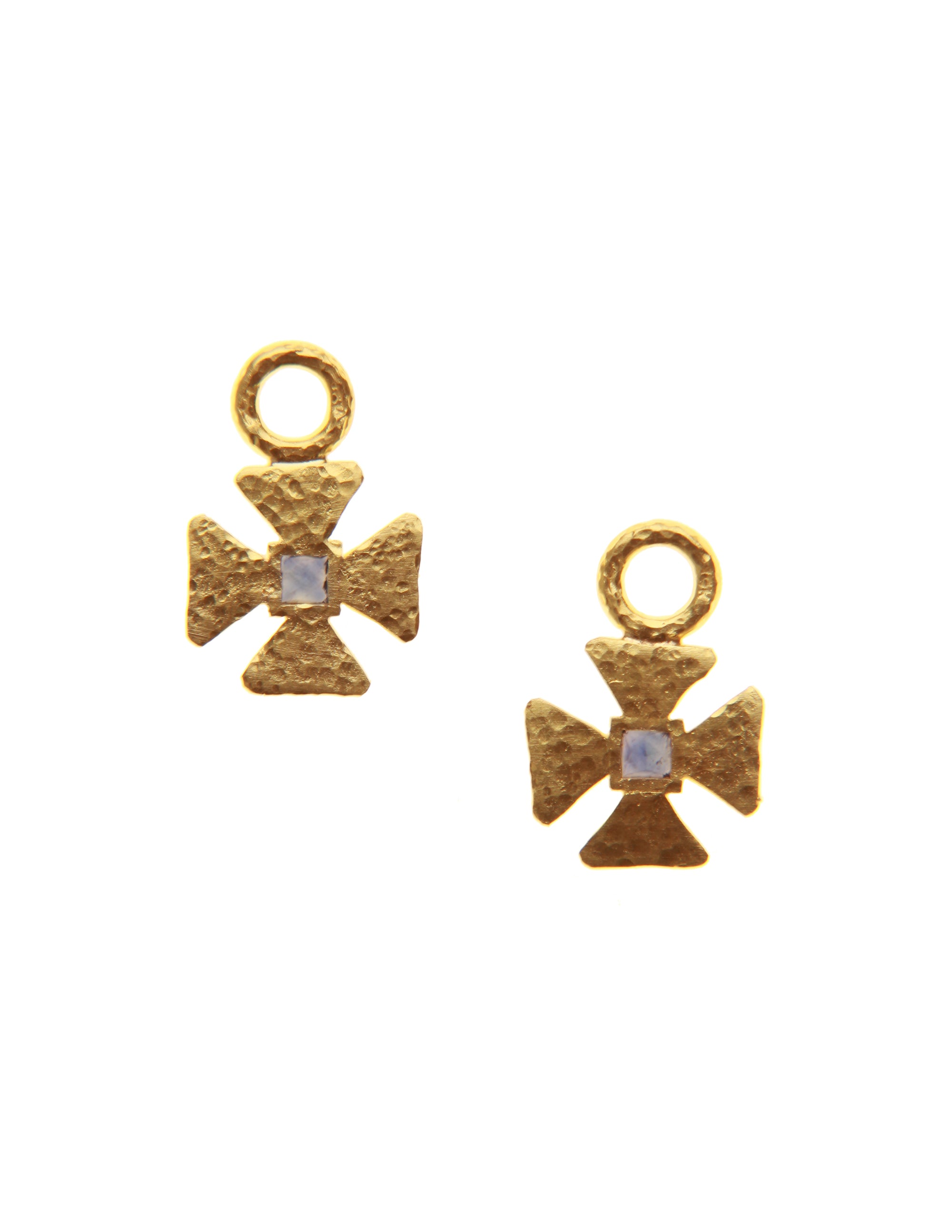Small Maltese Cross Blue Sapphire Earring Charms