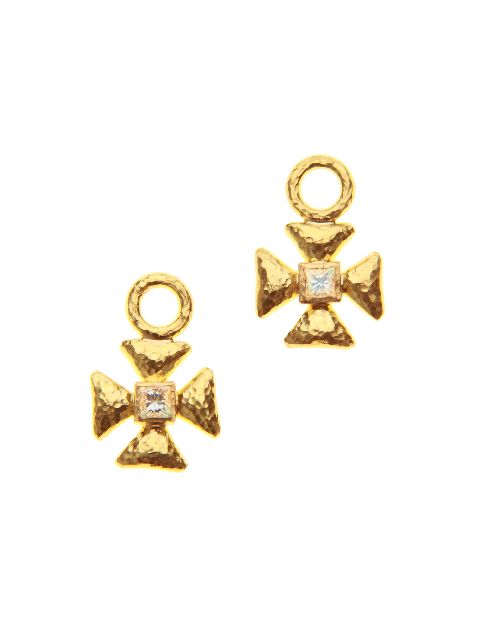Small Maltese Cross Diamond Earring Charms