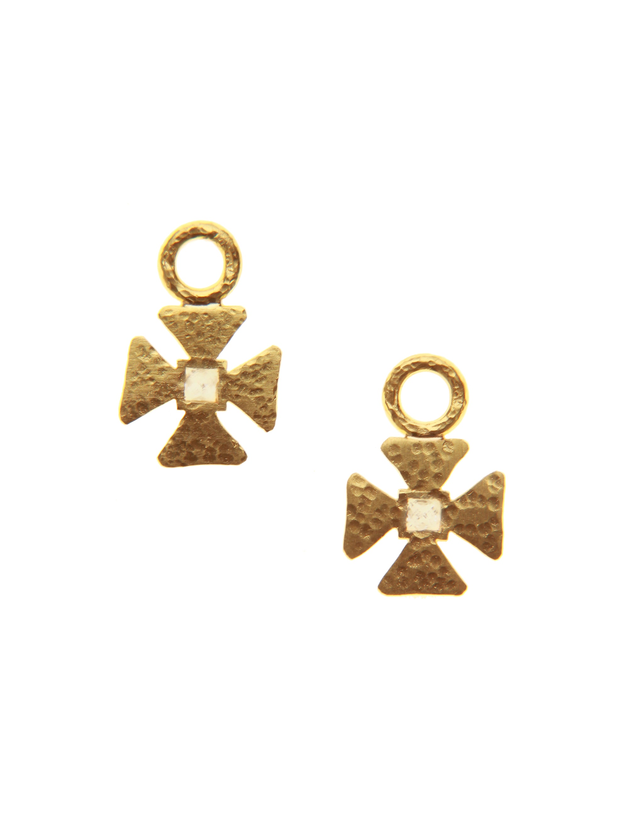 Small Maltese Cross Diamond Earring Charms
