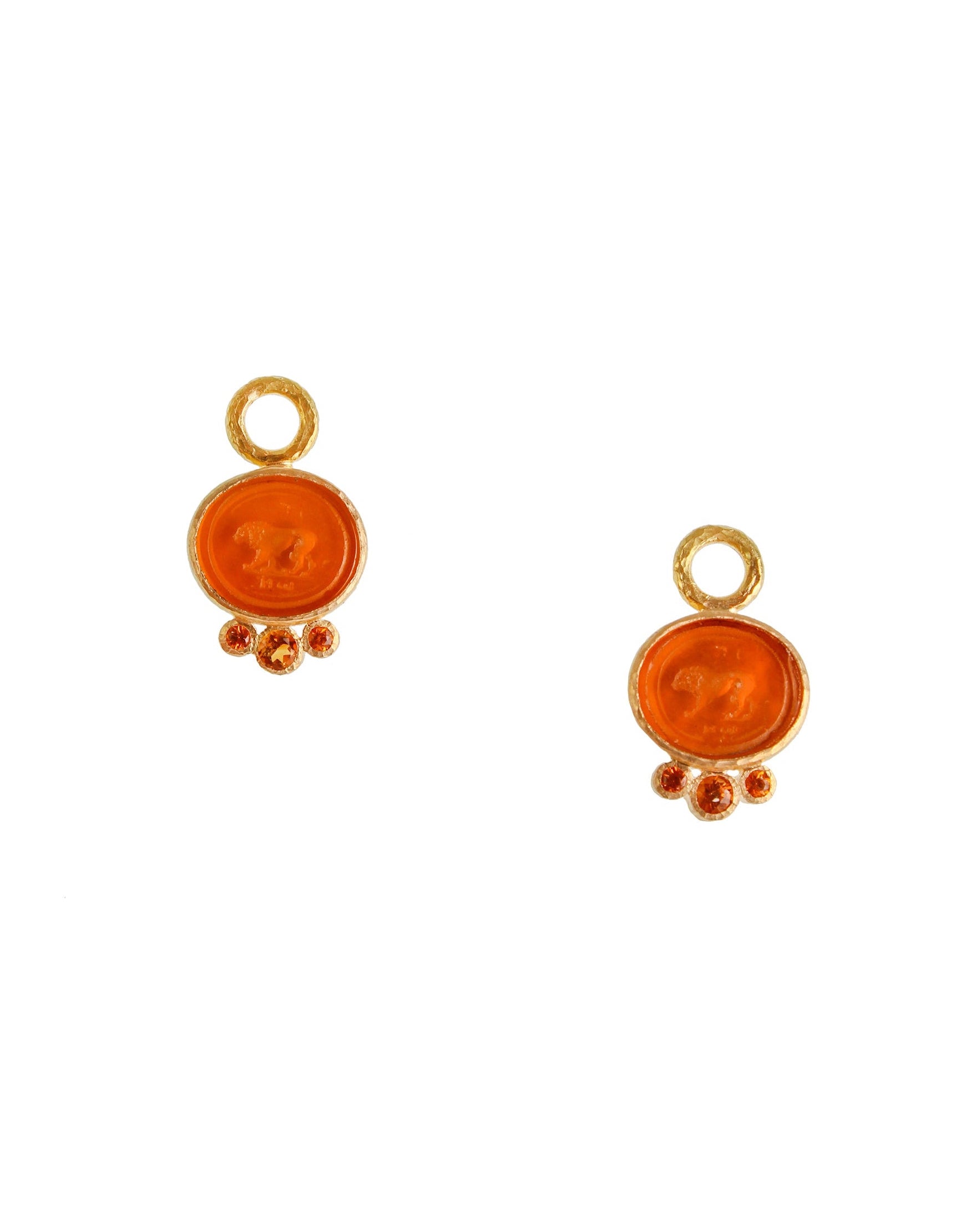 Amber 'Stalking Lion' Earring Charms