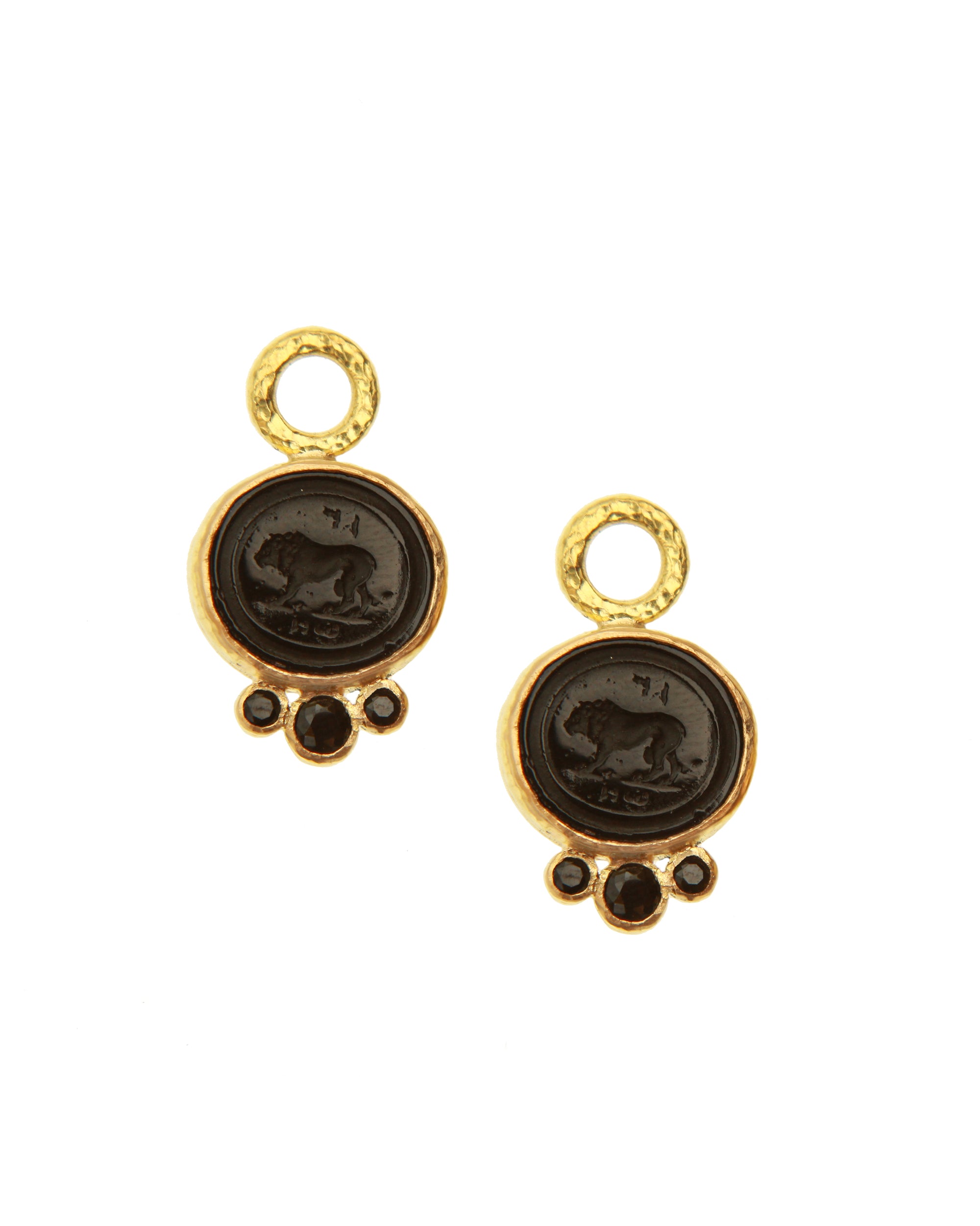 Black 'Stalking Lion' Earring Charms