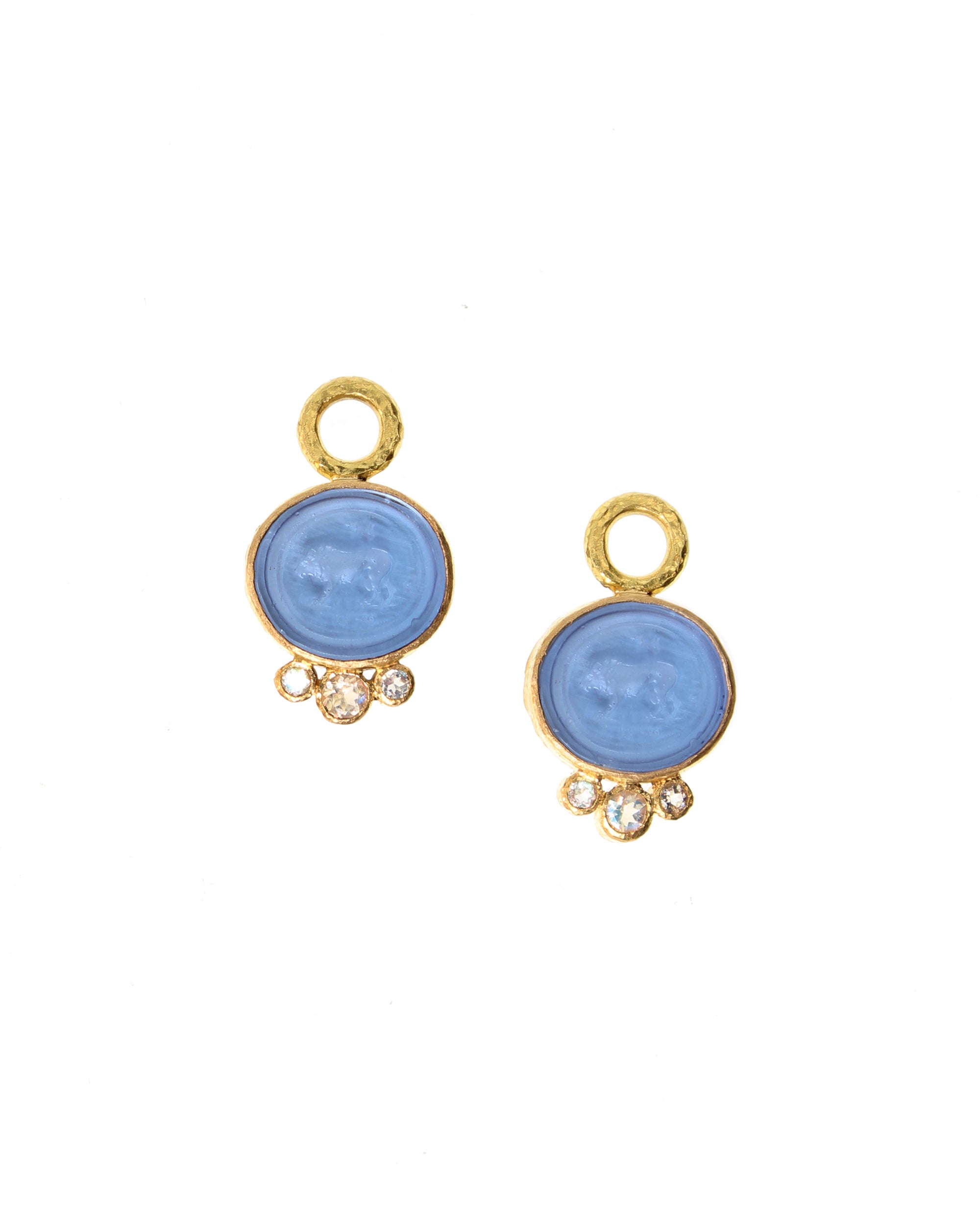 Cerulean 'Stalking Lion' Earring Charms
