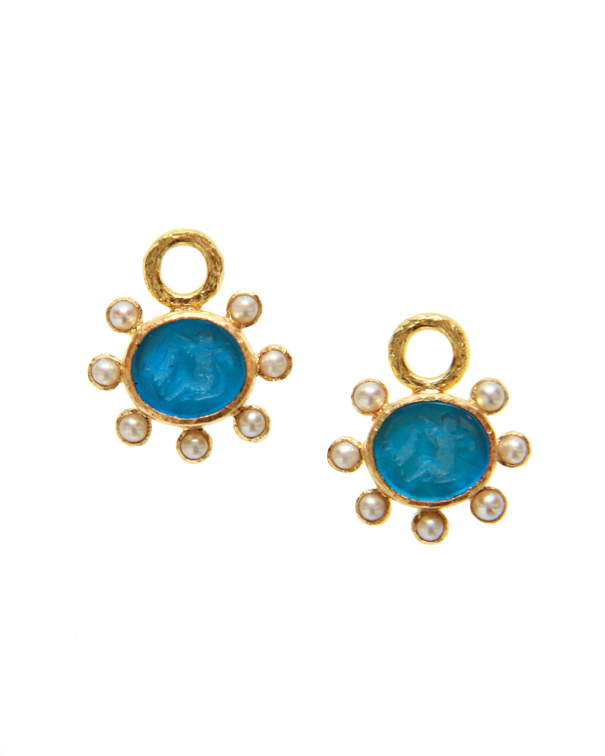 Peacock 'Cherub and Rooster' Earring Charms