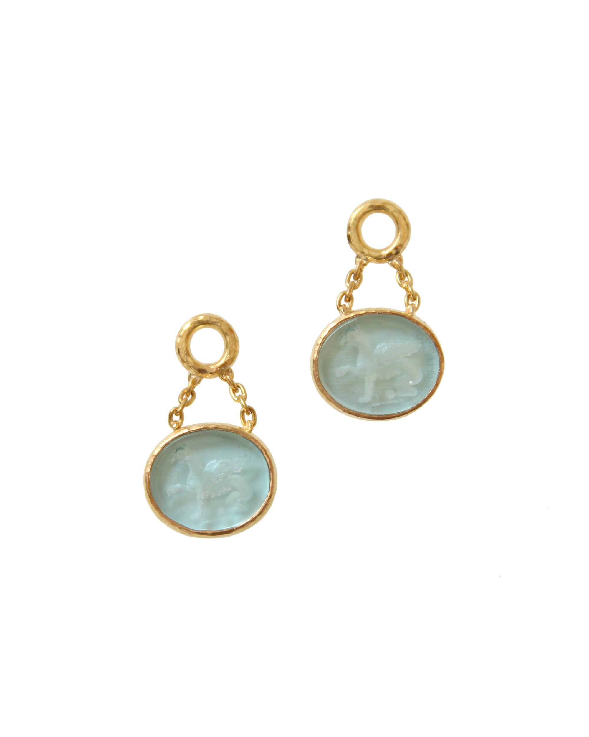 Light Aqua Venetian Glass 'Grifo' Earring Charms