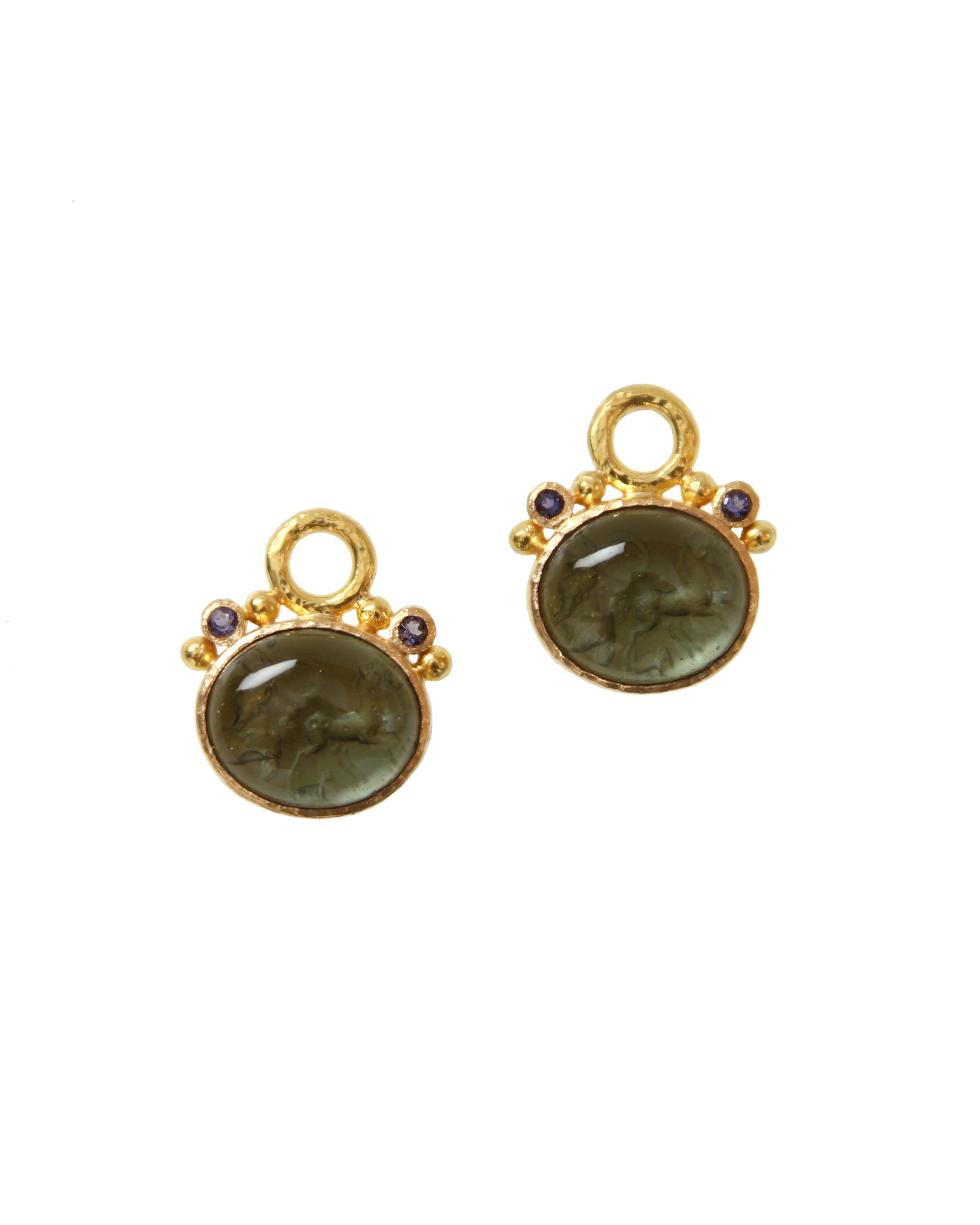 Smoke Venetian Glass 'Cabochon Quadriga' Charms