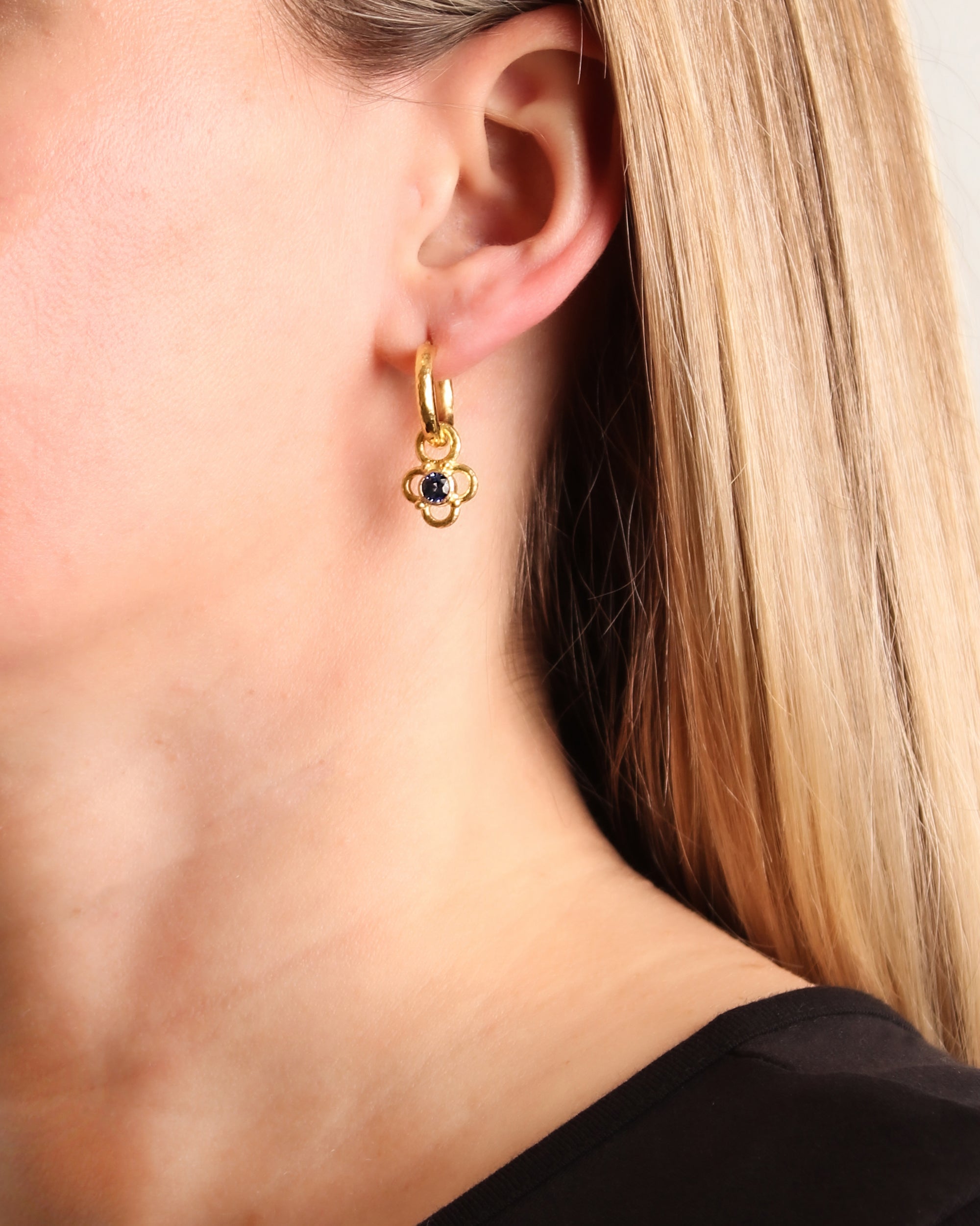 Blue Sapphire with Wire Arches Earring Charms