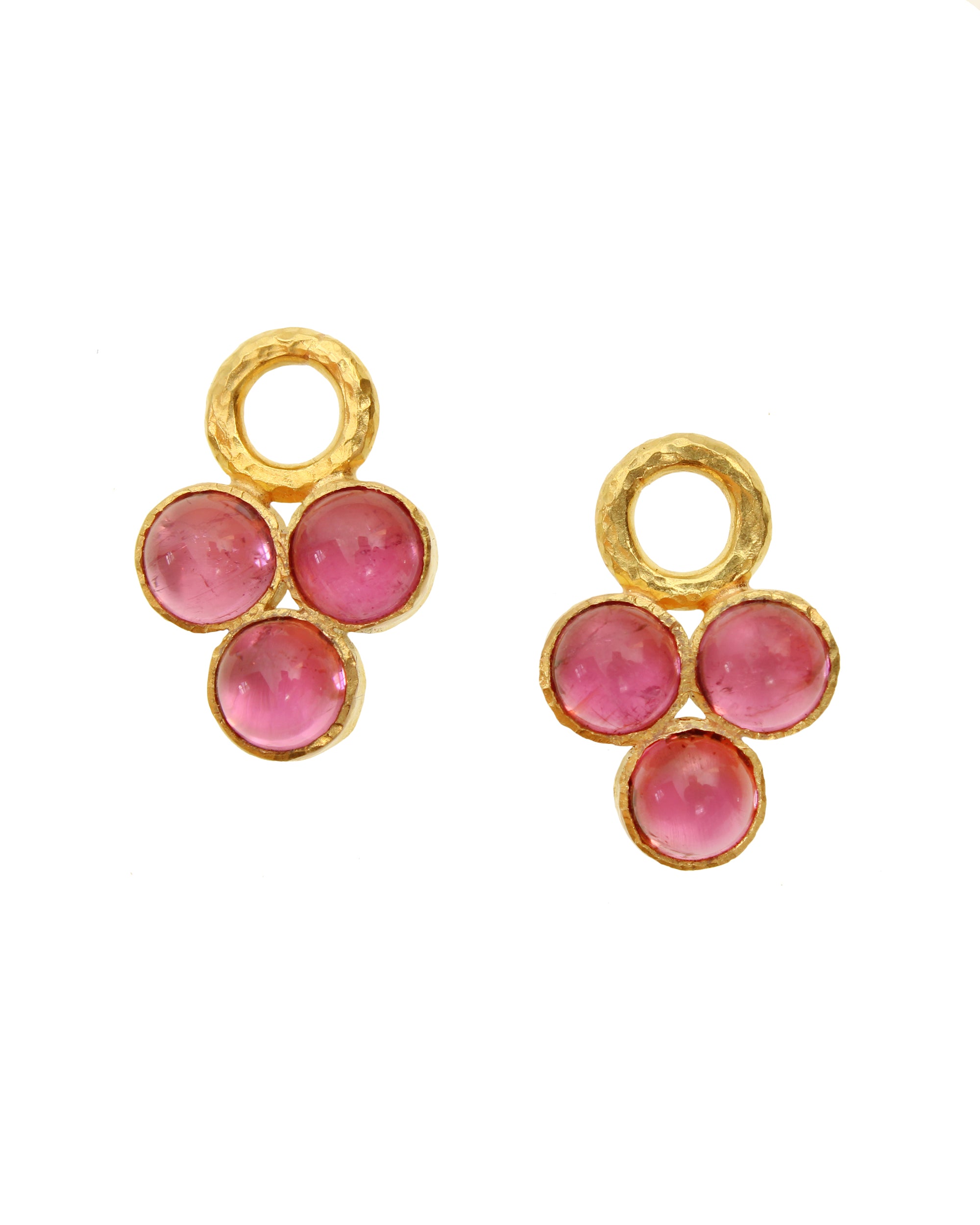 Cabochon Pink Tourmaline Triad Earring Charms