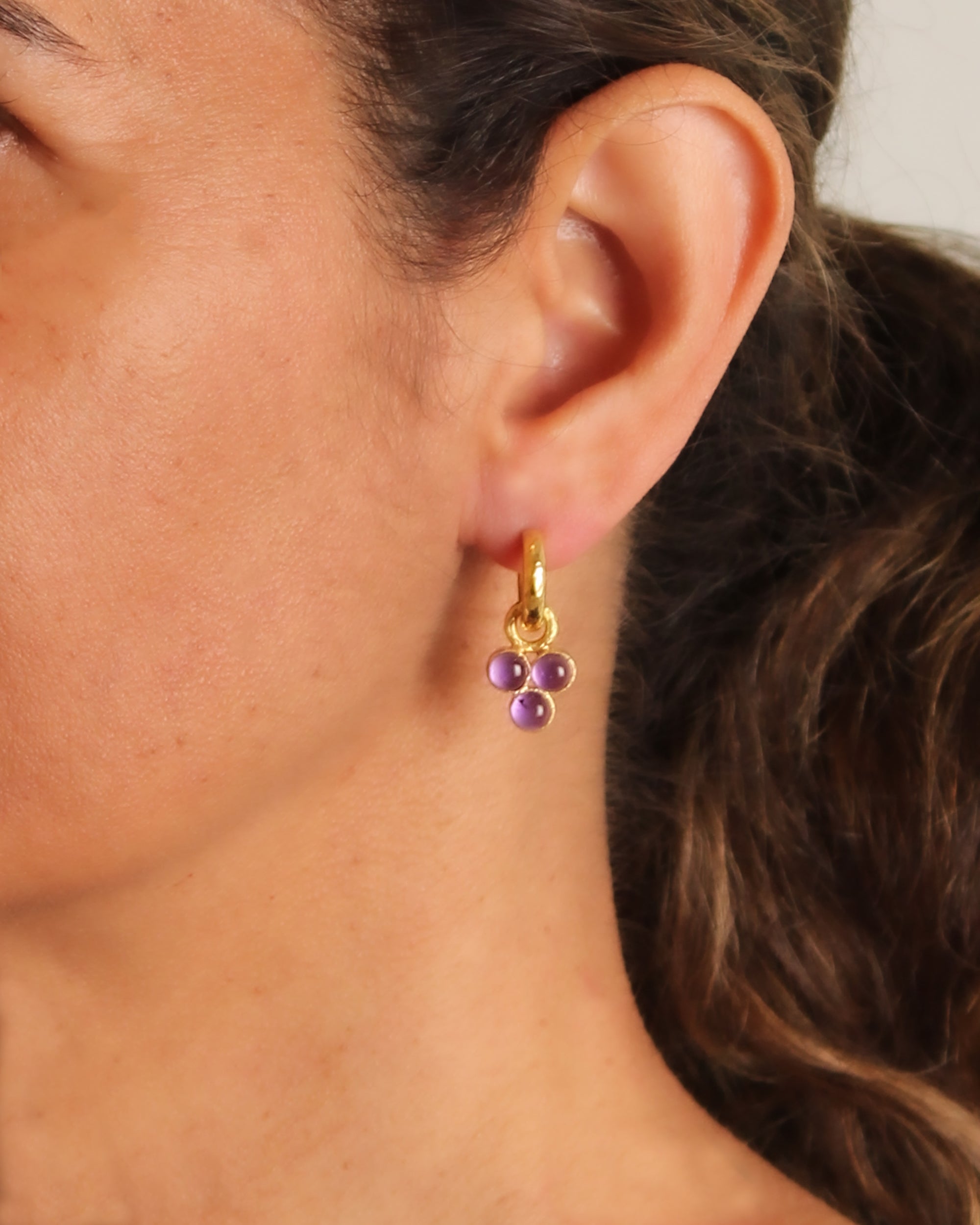 Cabochon Amethyst Triad Earring Charms