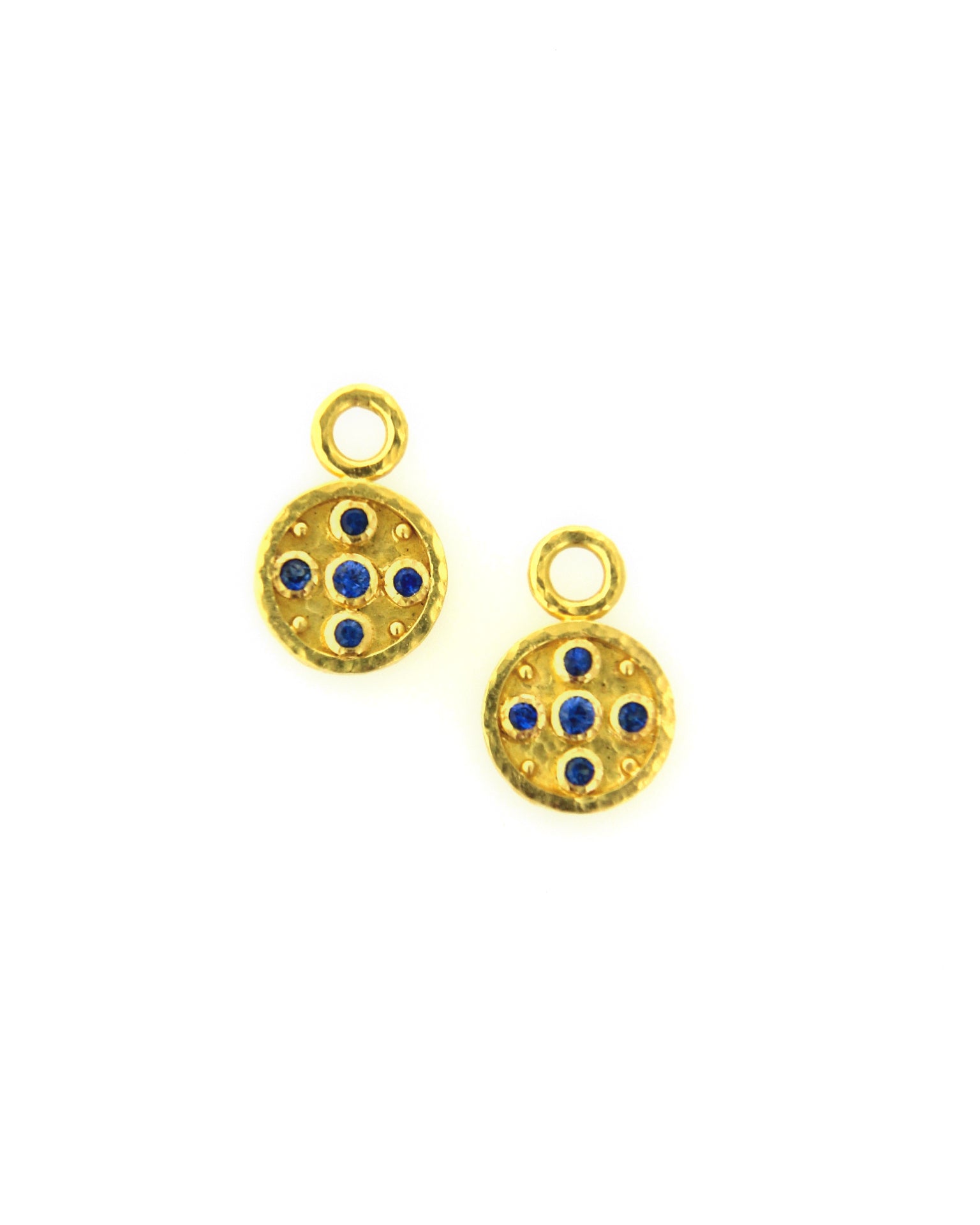Blue Sapphire Disk Earring Charms