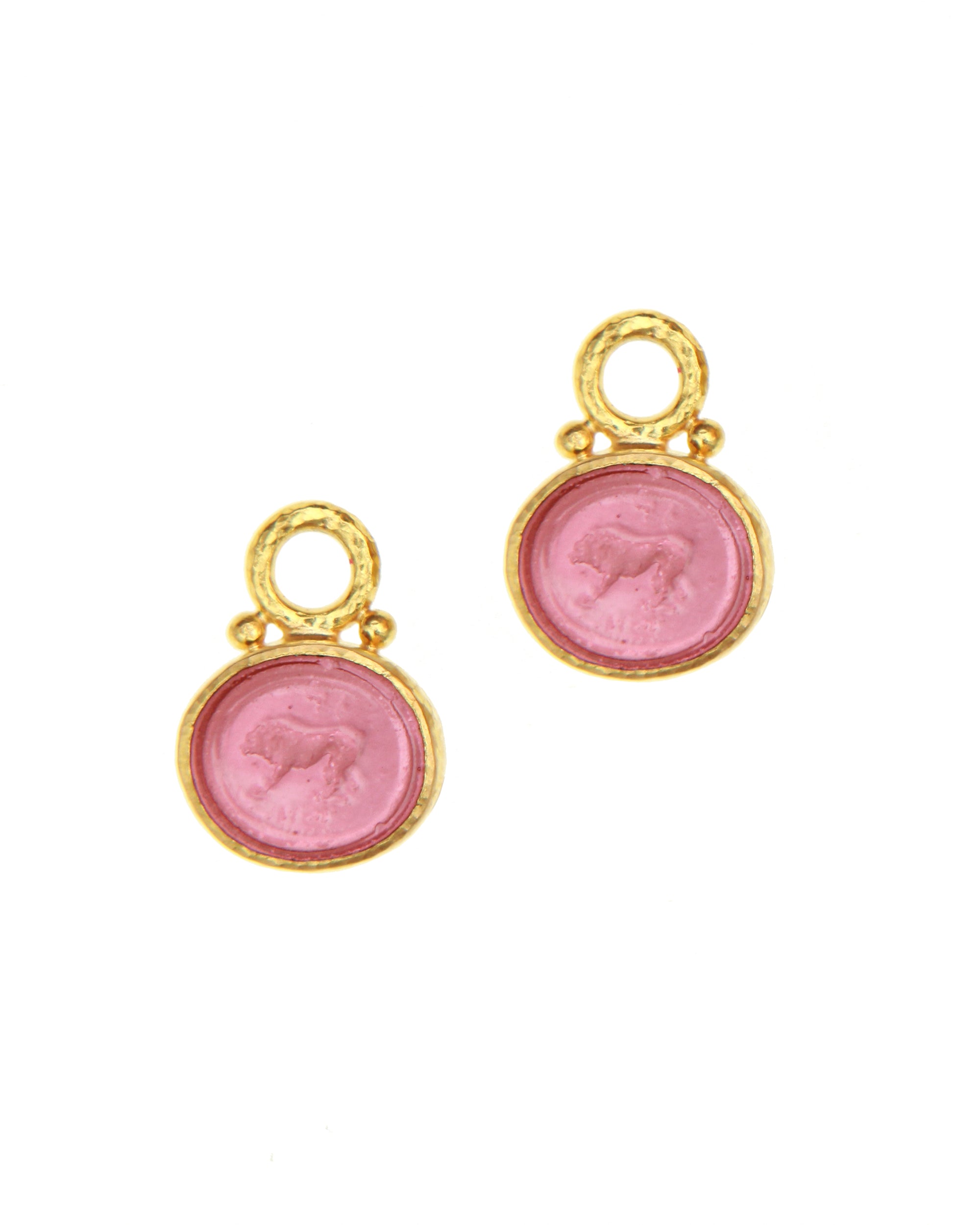 Pink 'Stalking Lion' Earring Charms