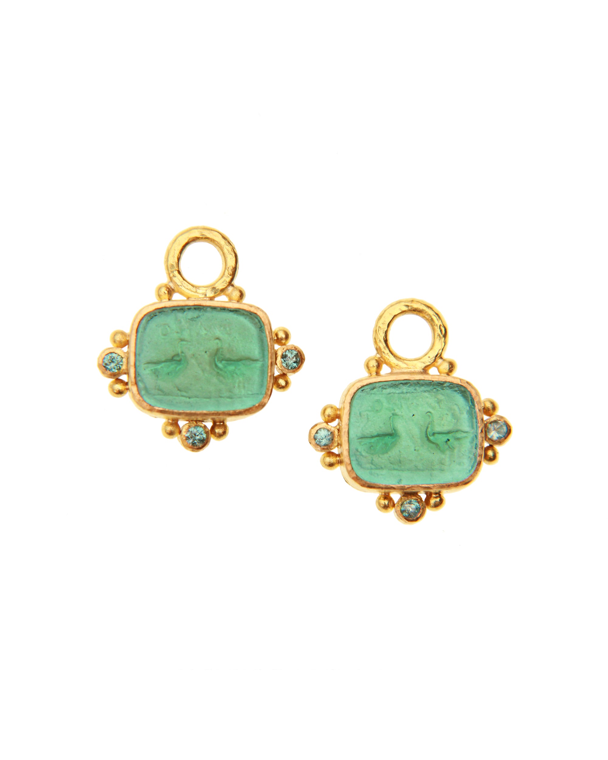 Teal 'Two Cranes' Earring Charms
