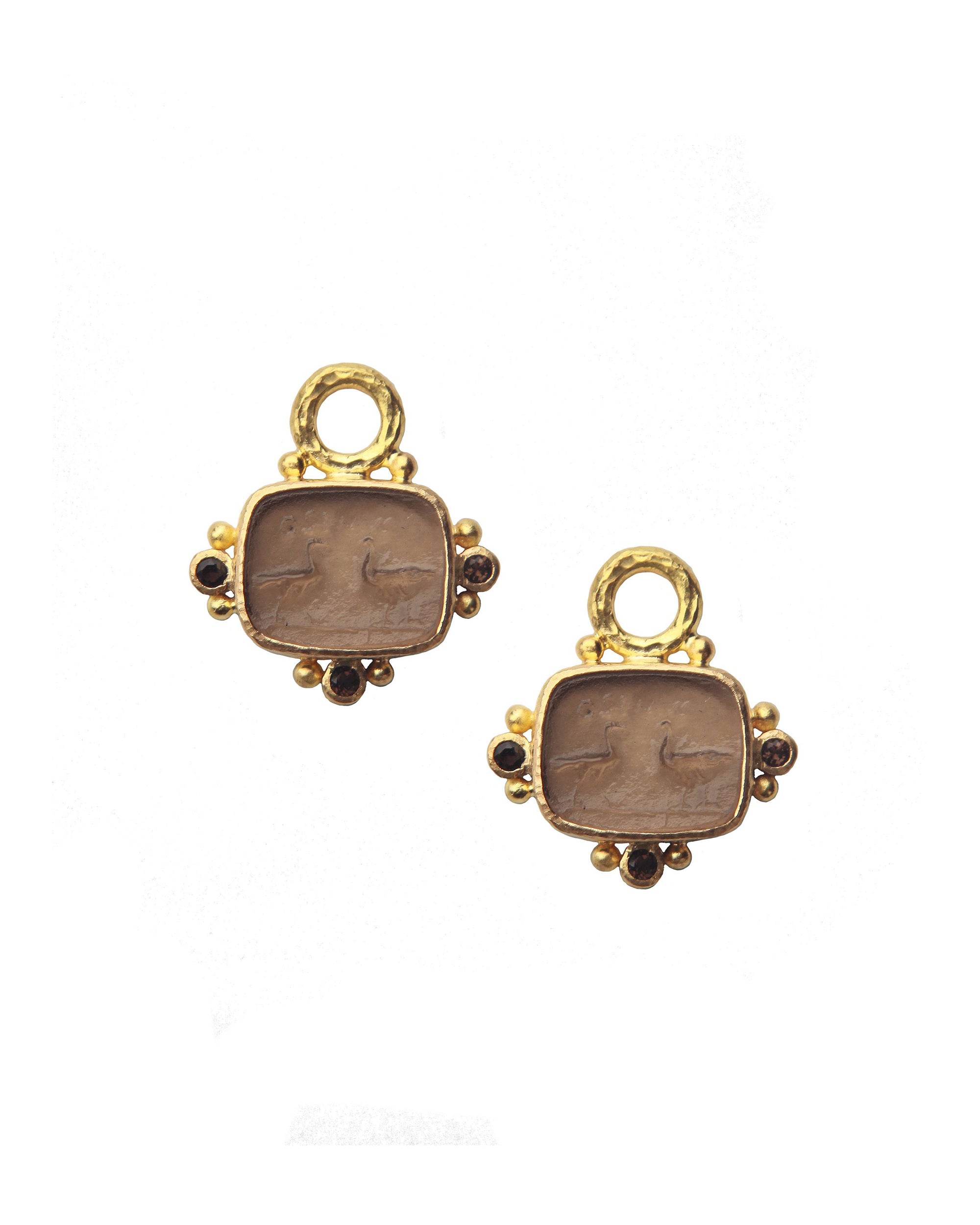 Bronze 'Two Cranes' Earring Charms