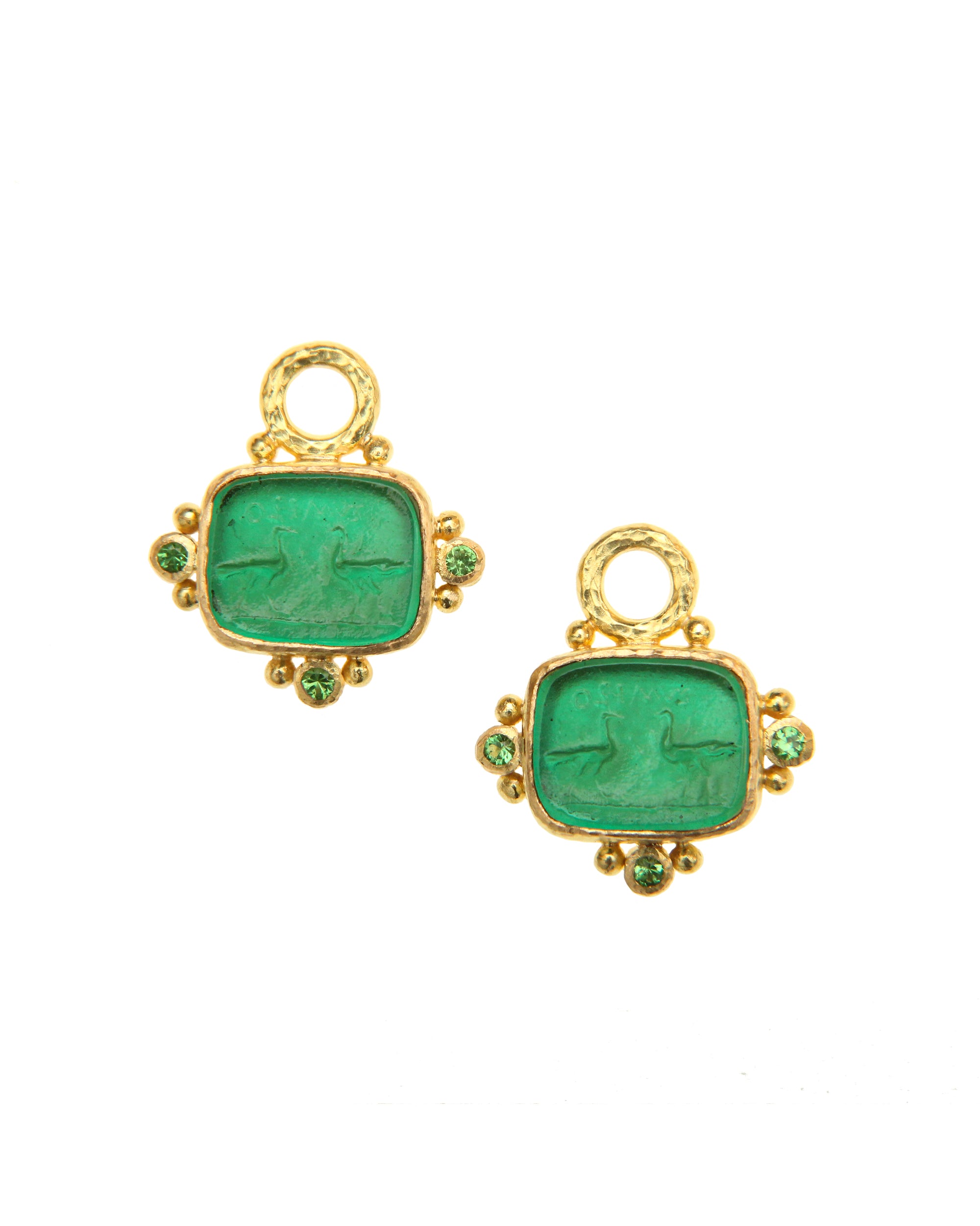 Pine Green 'Two Cranes' Earring Charms