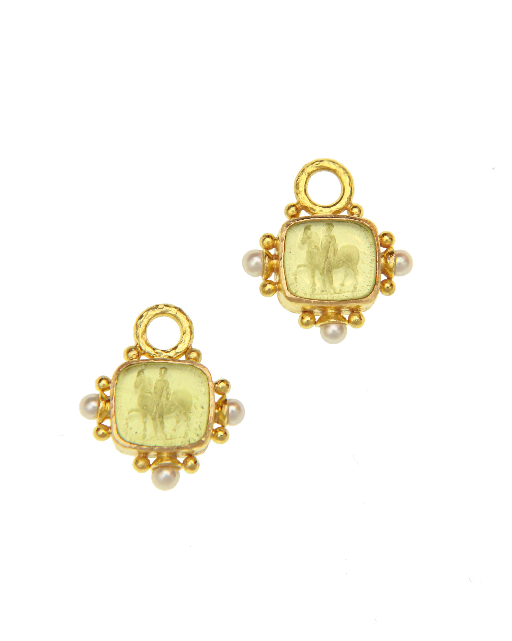 Lime 'God with Horse' Earring Charms