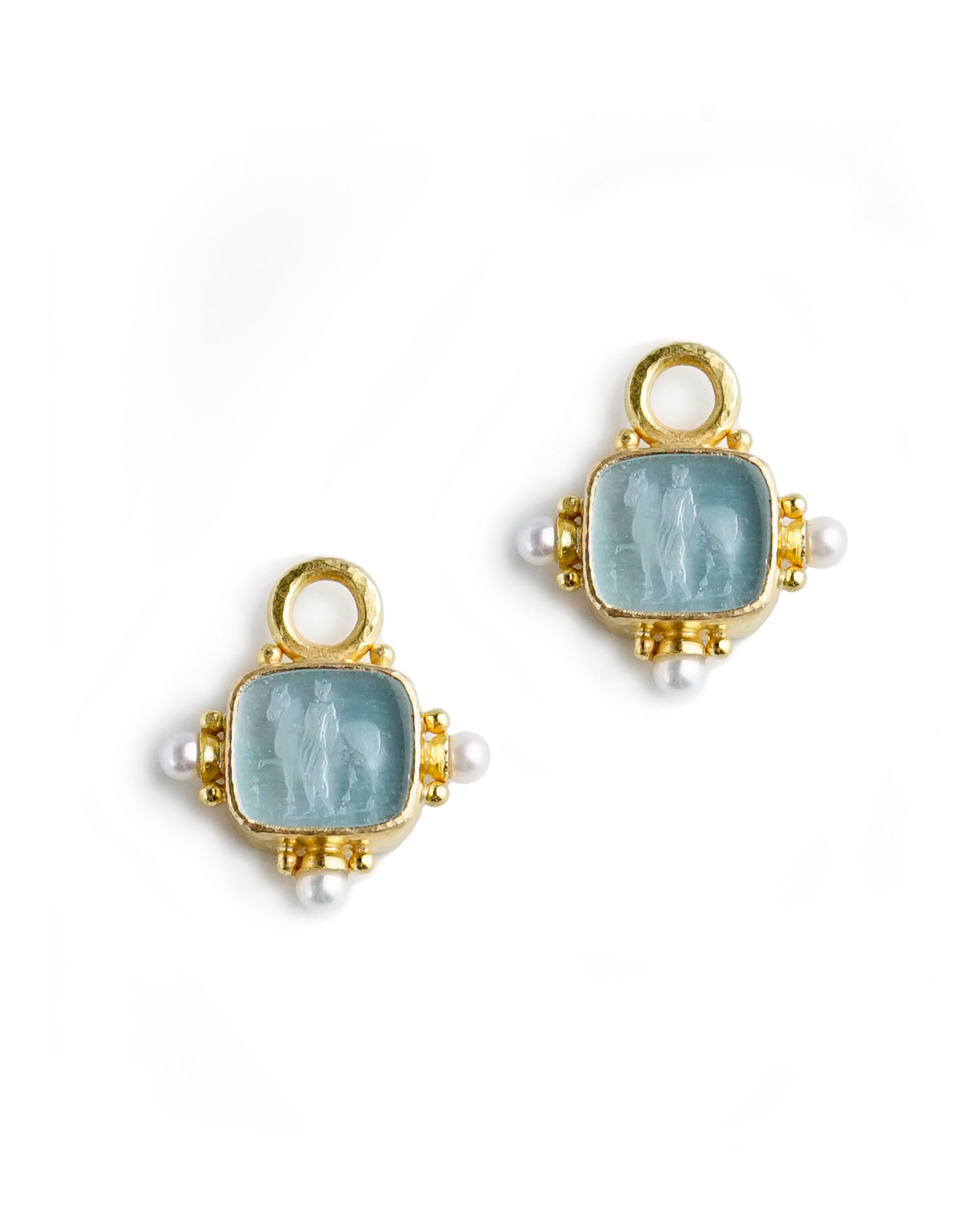 Light Aqua 'God with Horse' Earring Charms