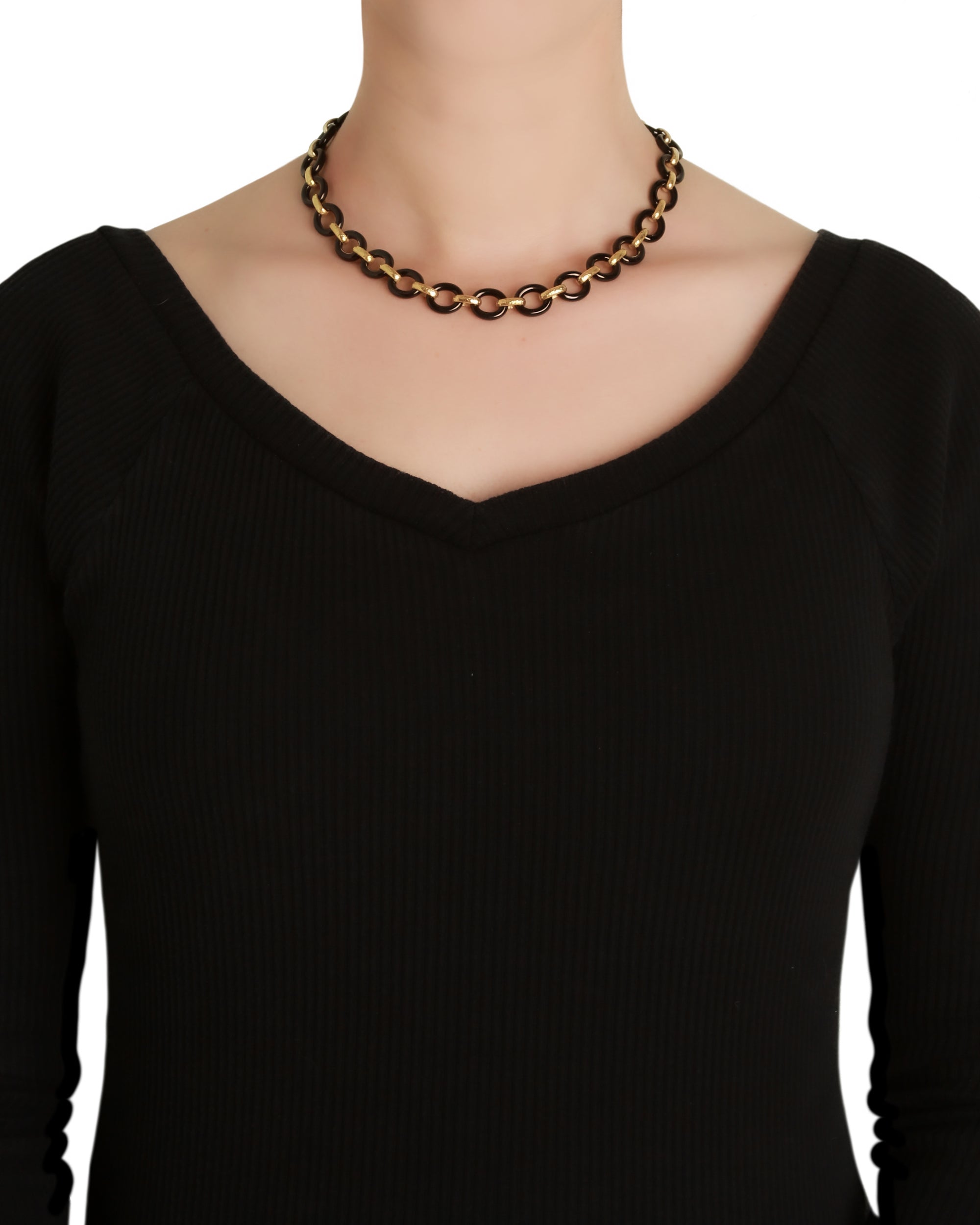Black Jade 'Positano' Necklace - 17"