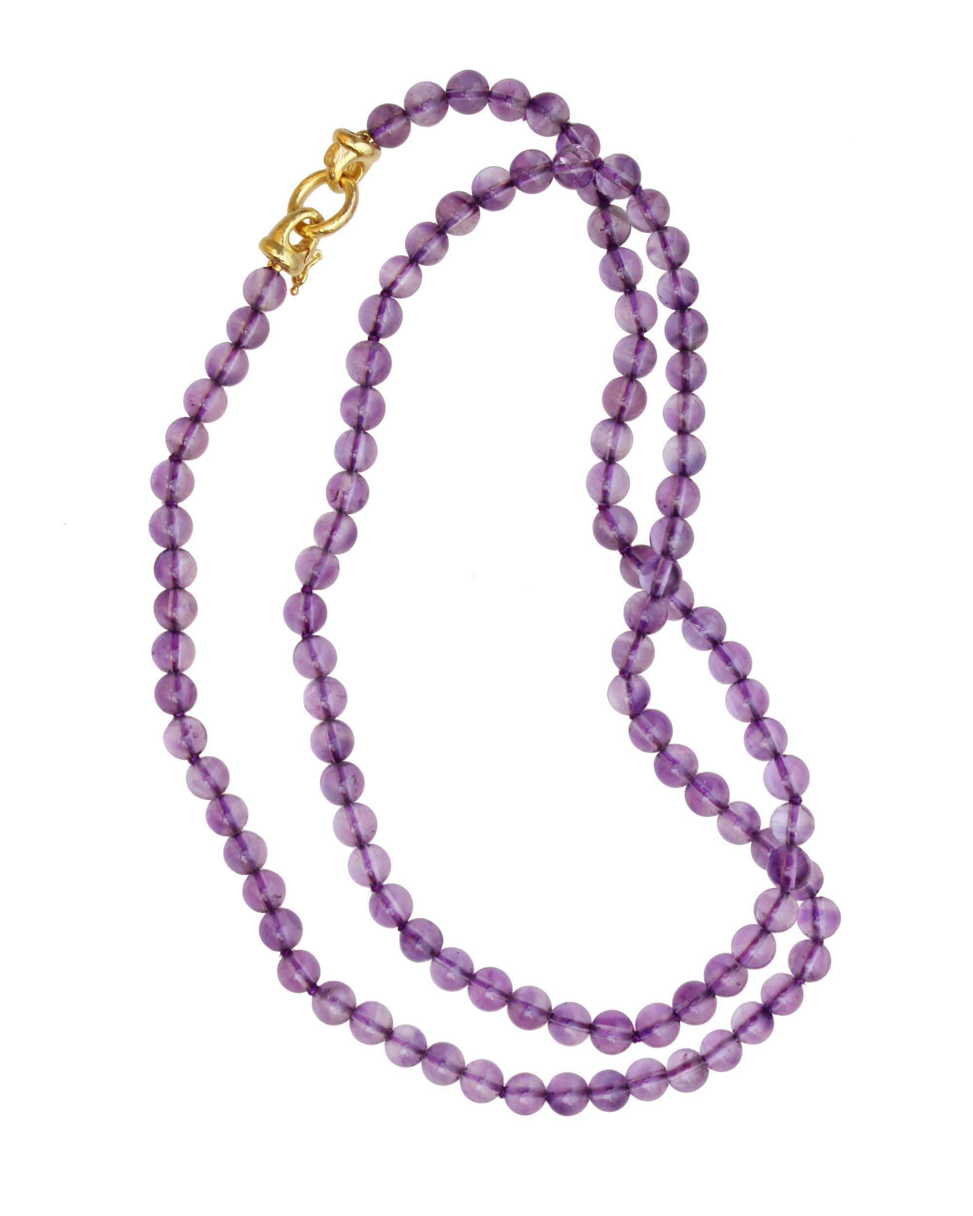 Amethyst Bead Necklace with 'Serena' Clasp - 31"