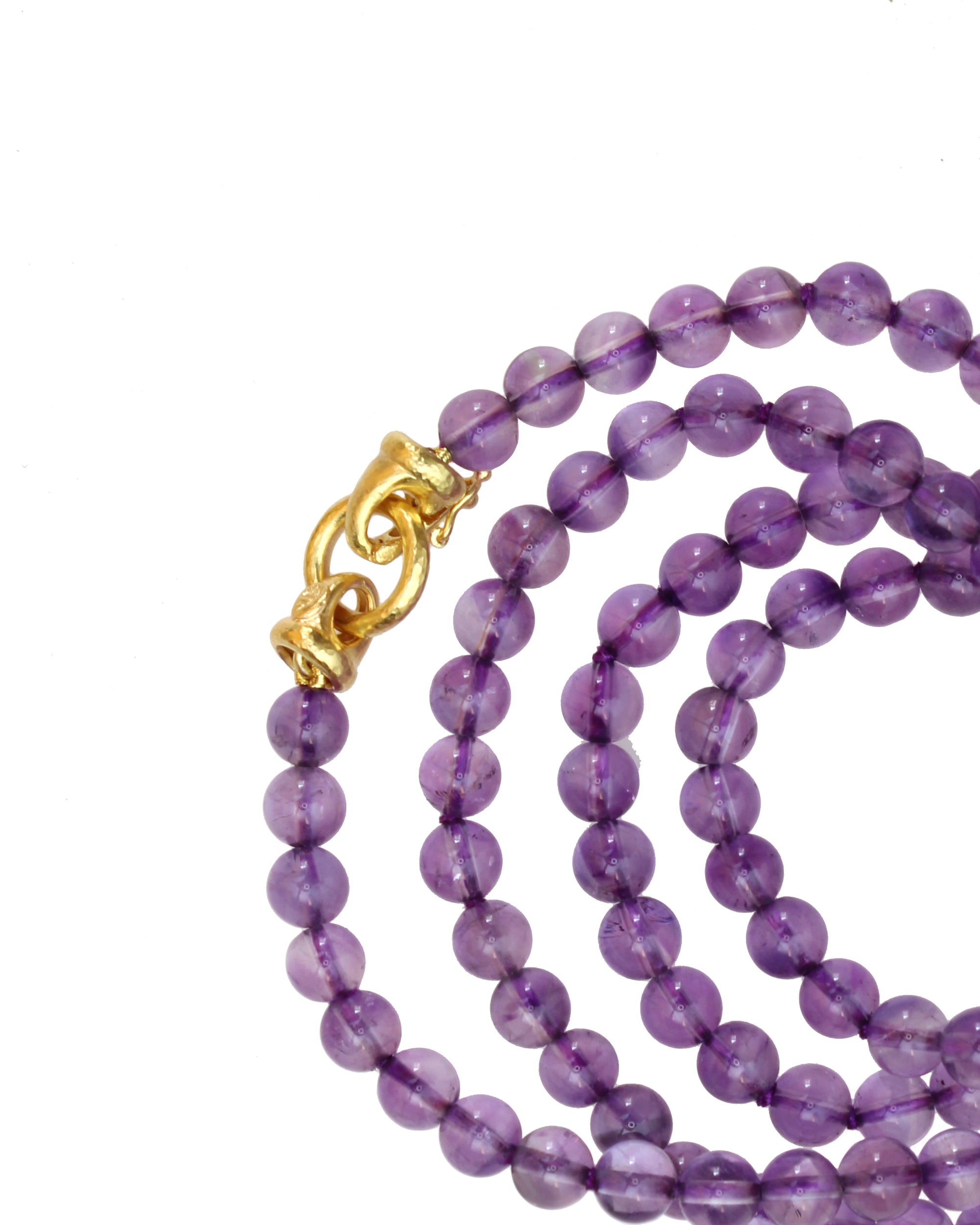 Amethyst Bead Necklace with 'Serena' Clasp - 31"
