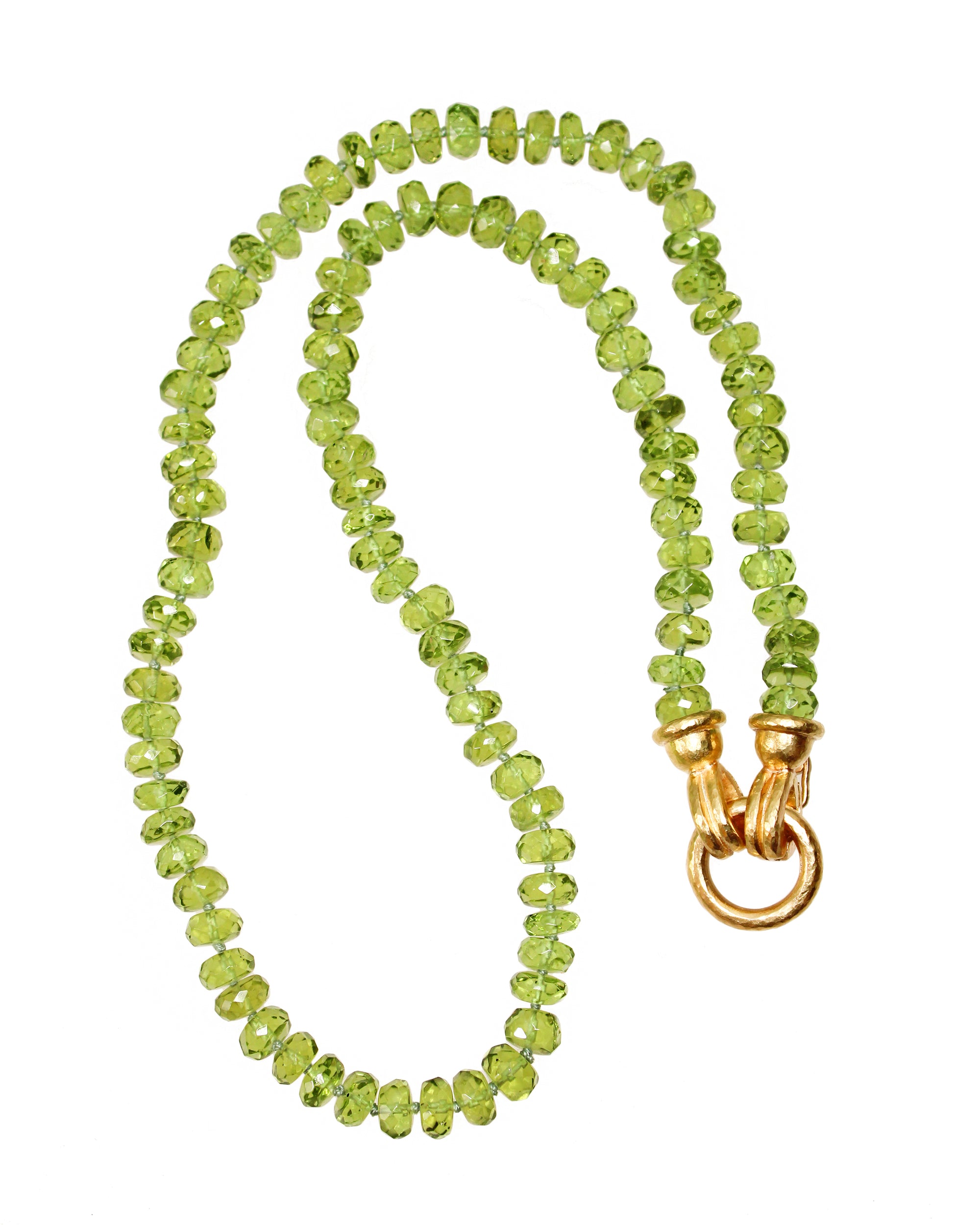 Peridot Bead Necklace with Silvana Clasp - 17"