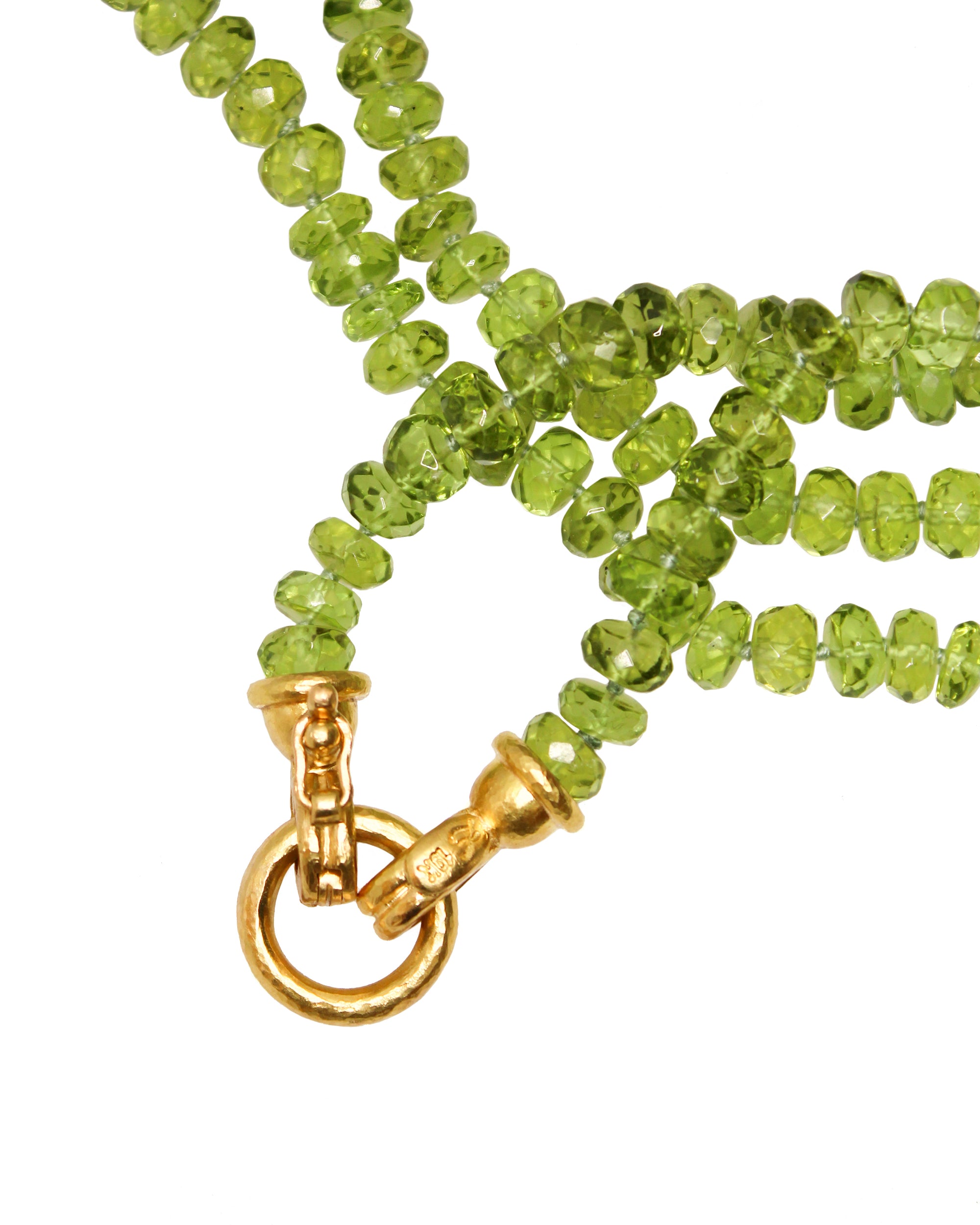 Peridot Bead Necklace with Silvana Clasp - 17"