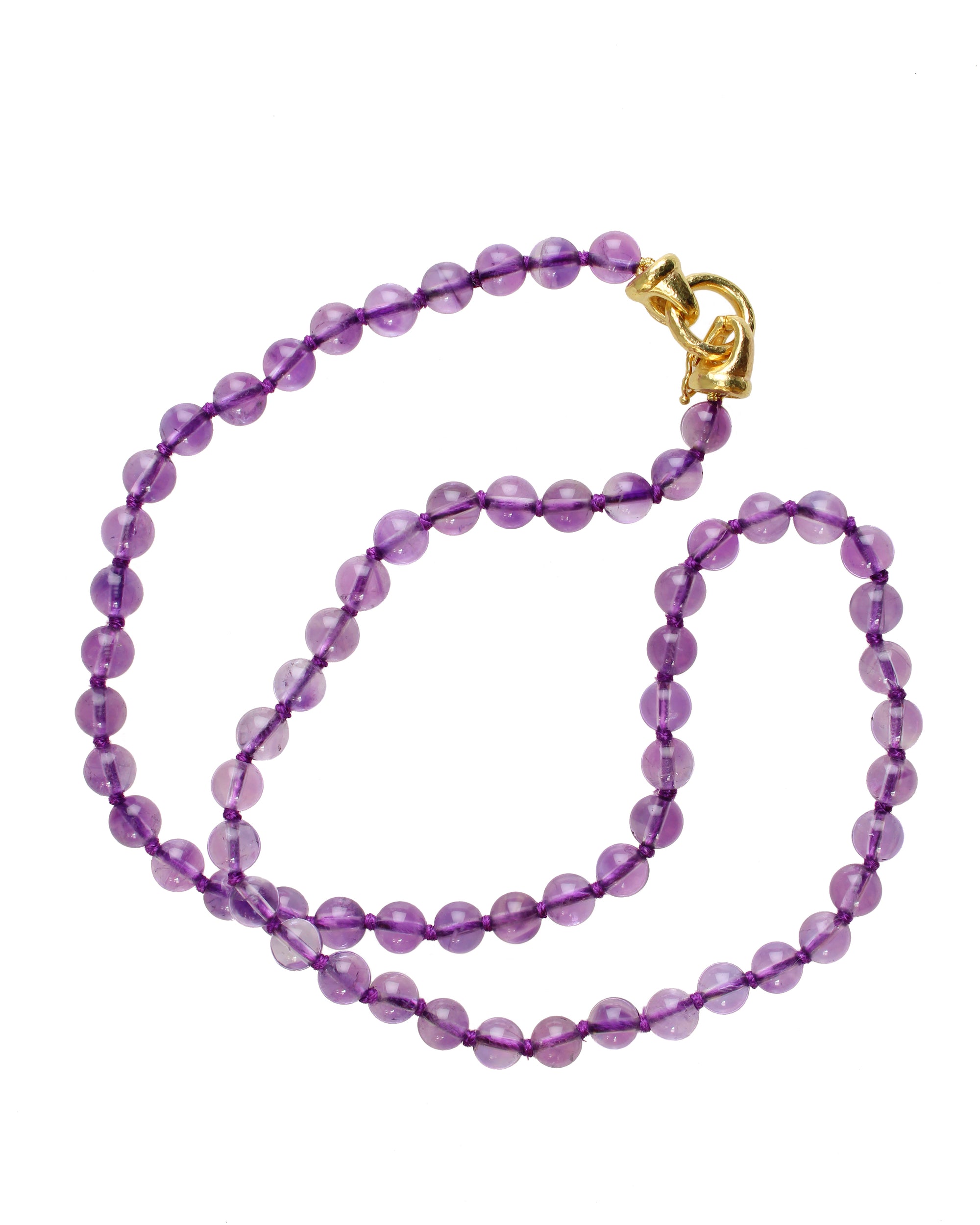 Amethyst Bead Necklace with 'Serena' Clasp - 21"
