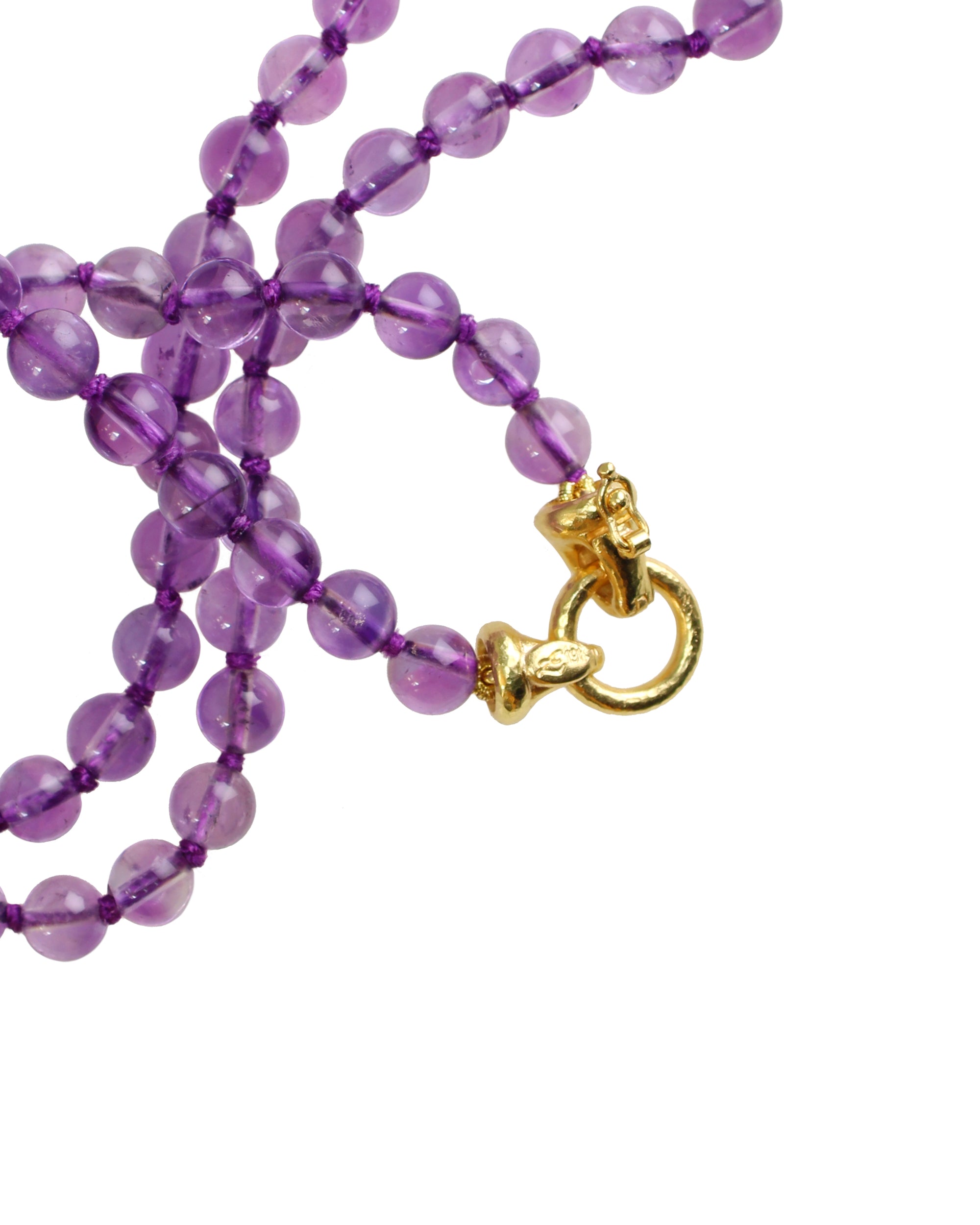 Amethyst Bead Necklace with 'Serena' Clasp - 21"