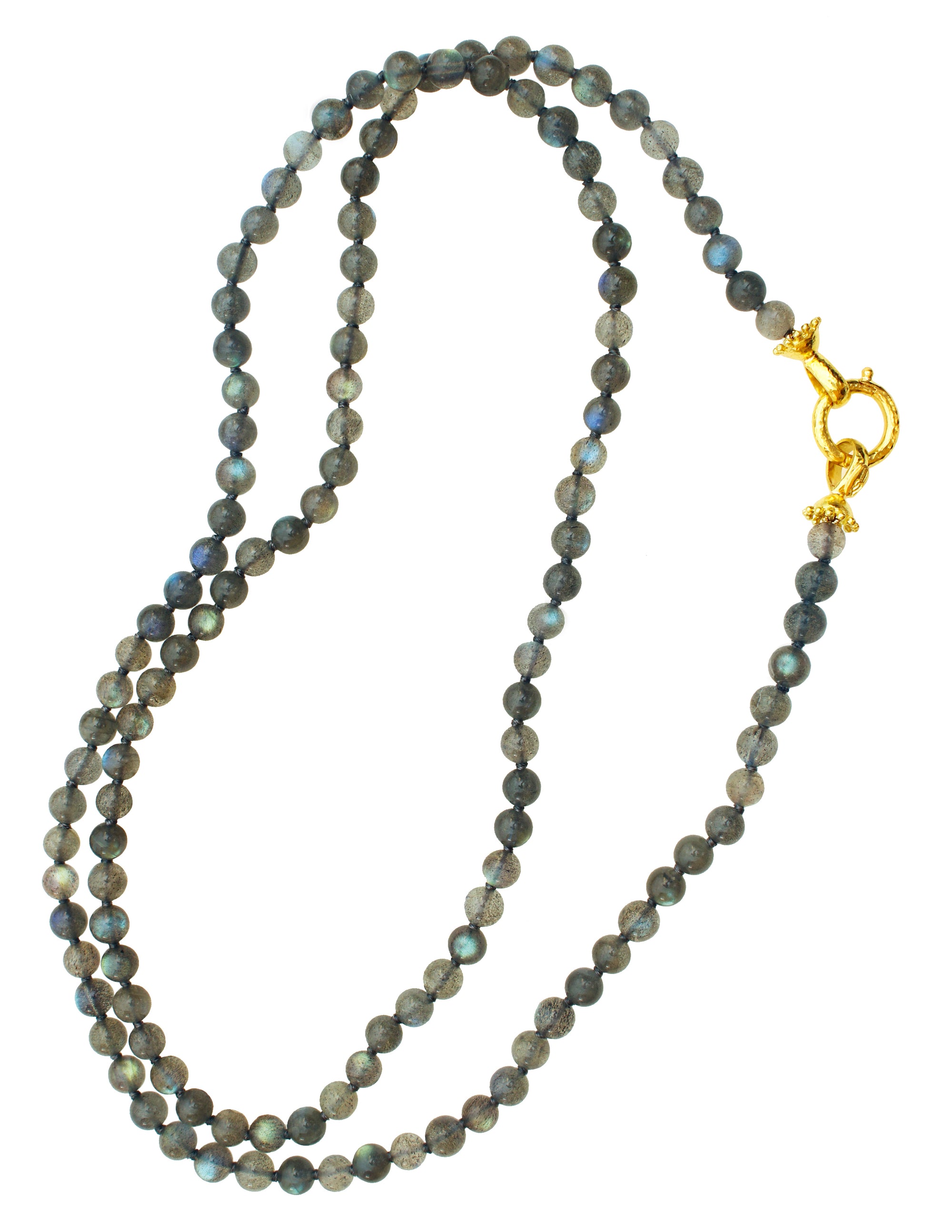 Long Labradorite Bead Necklace - 35"