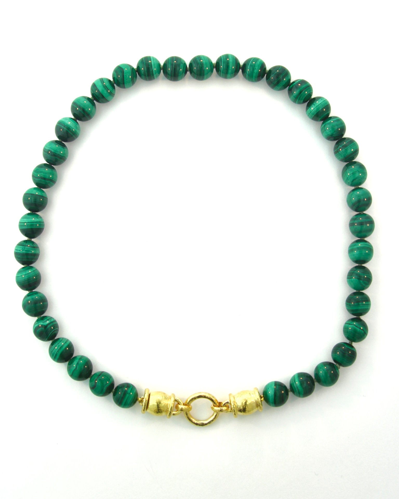 Malachinte Bead Necklace with 'Lucrezia' Clasp -17"