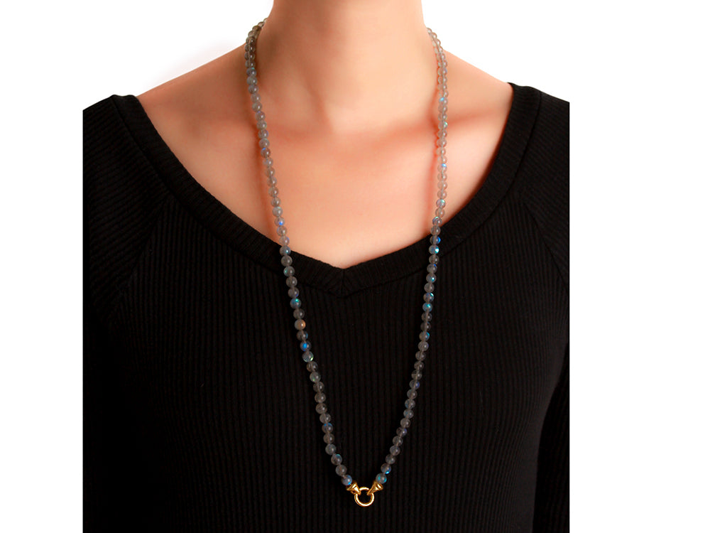 Labradorite Bead Necklace & 'Serena' Clasp - 31"