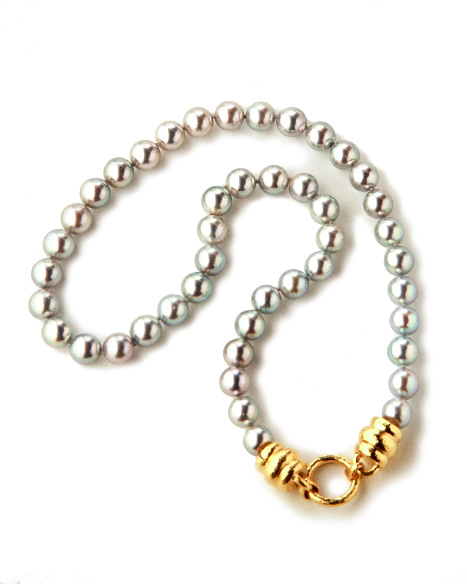 Akoya Silver Pearl Necklace with 'Martin' Clasp - 17"