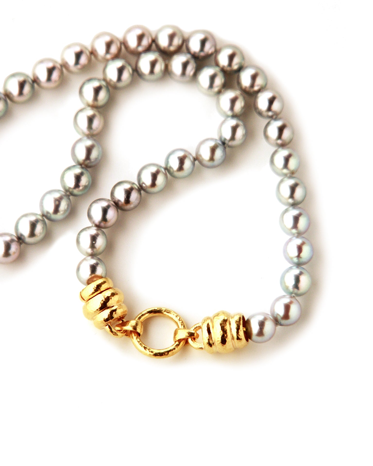 Akoya Silver Pearl Necklace with 'Martin' Clasp - 17"