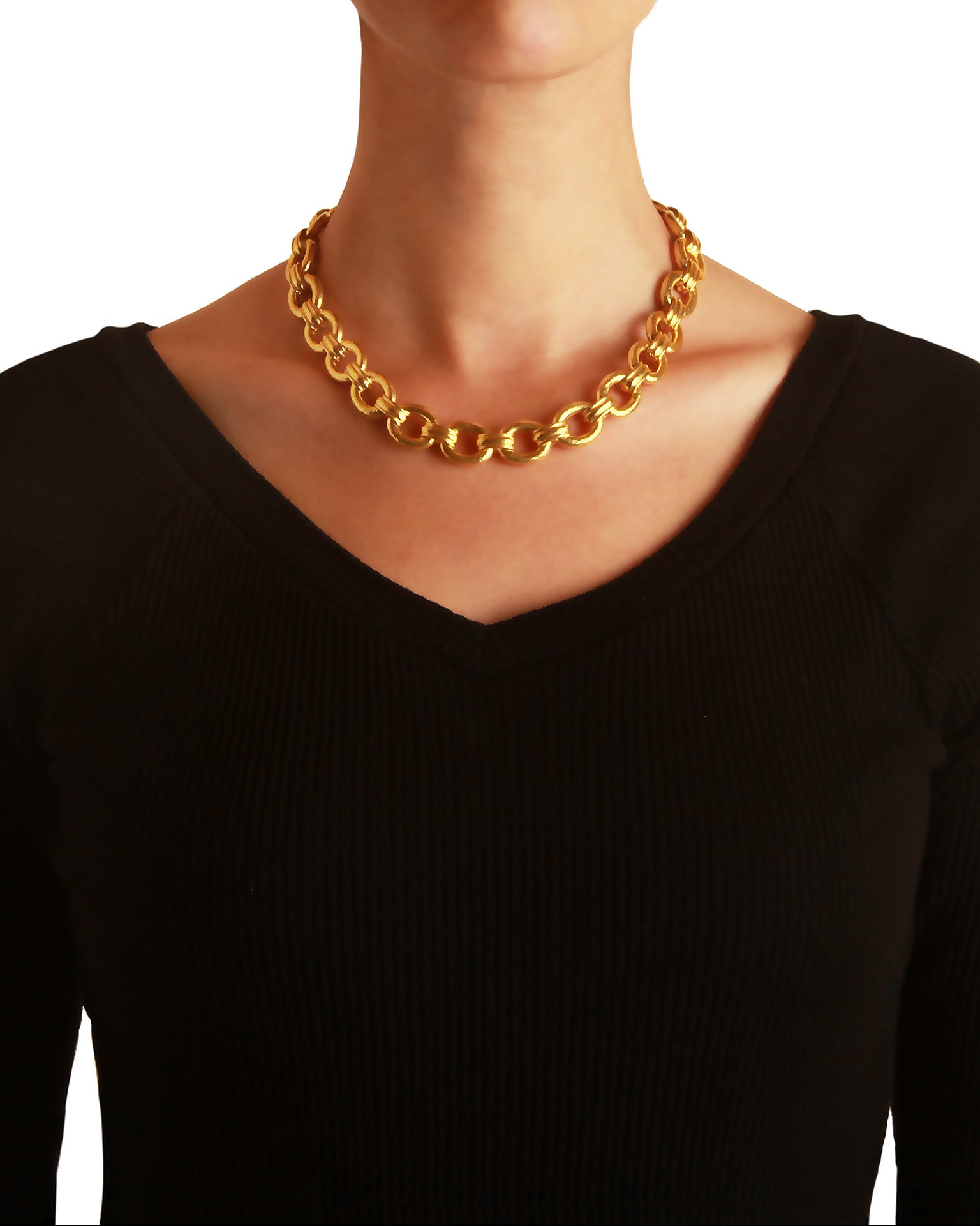 'Borghese' link necklace with stone toggle - 17"