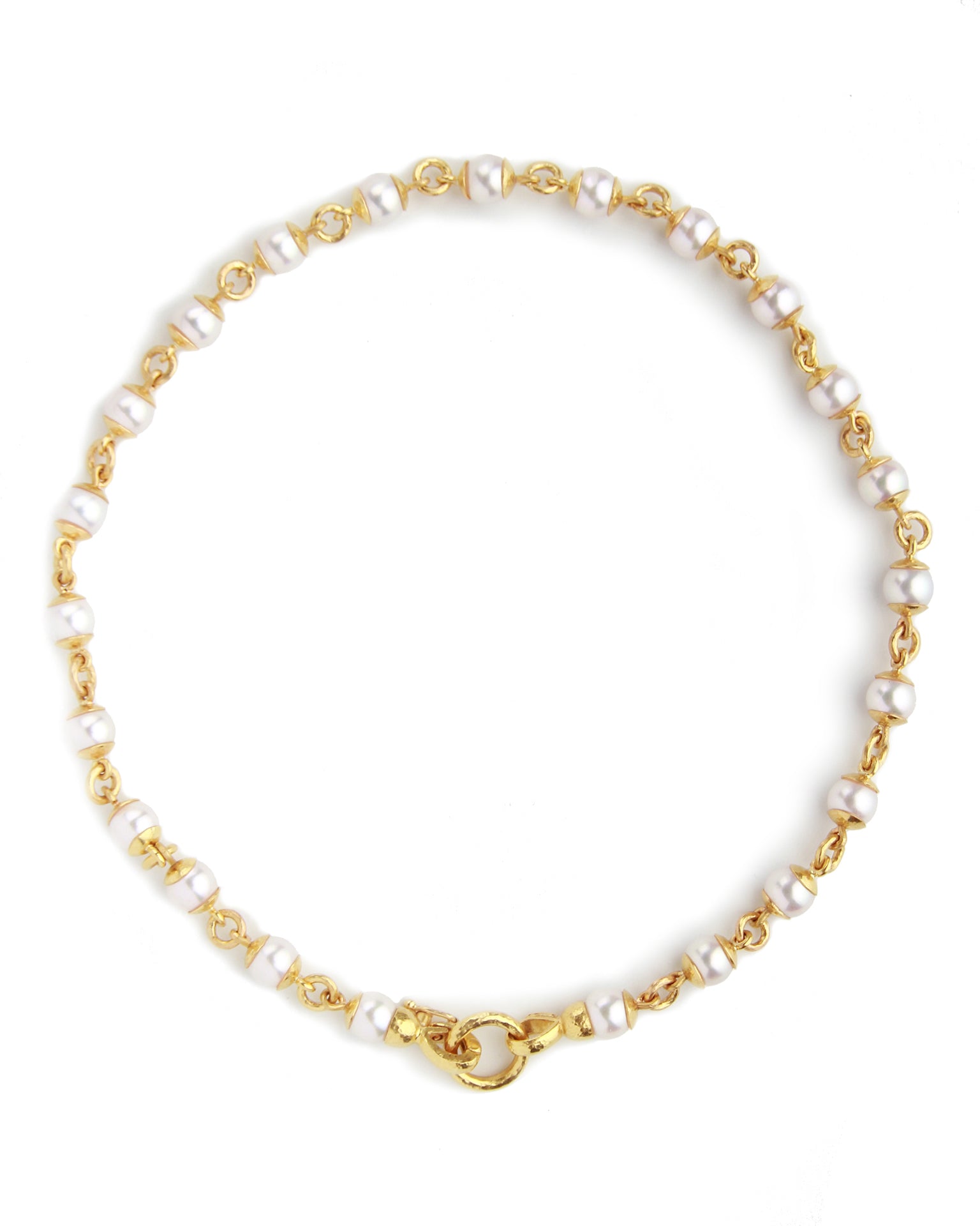 Akoya Pearl and Gold Link Necklace