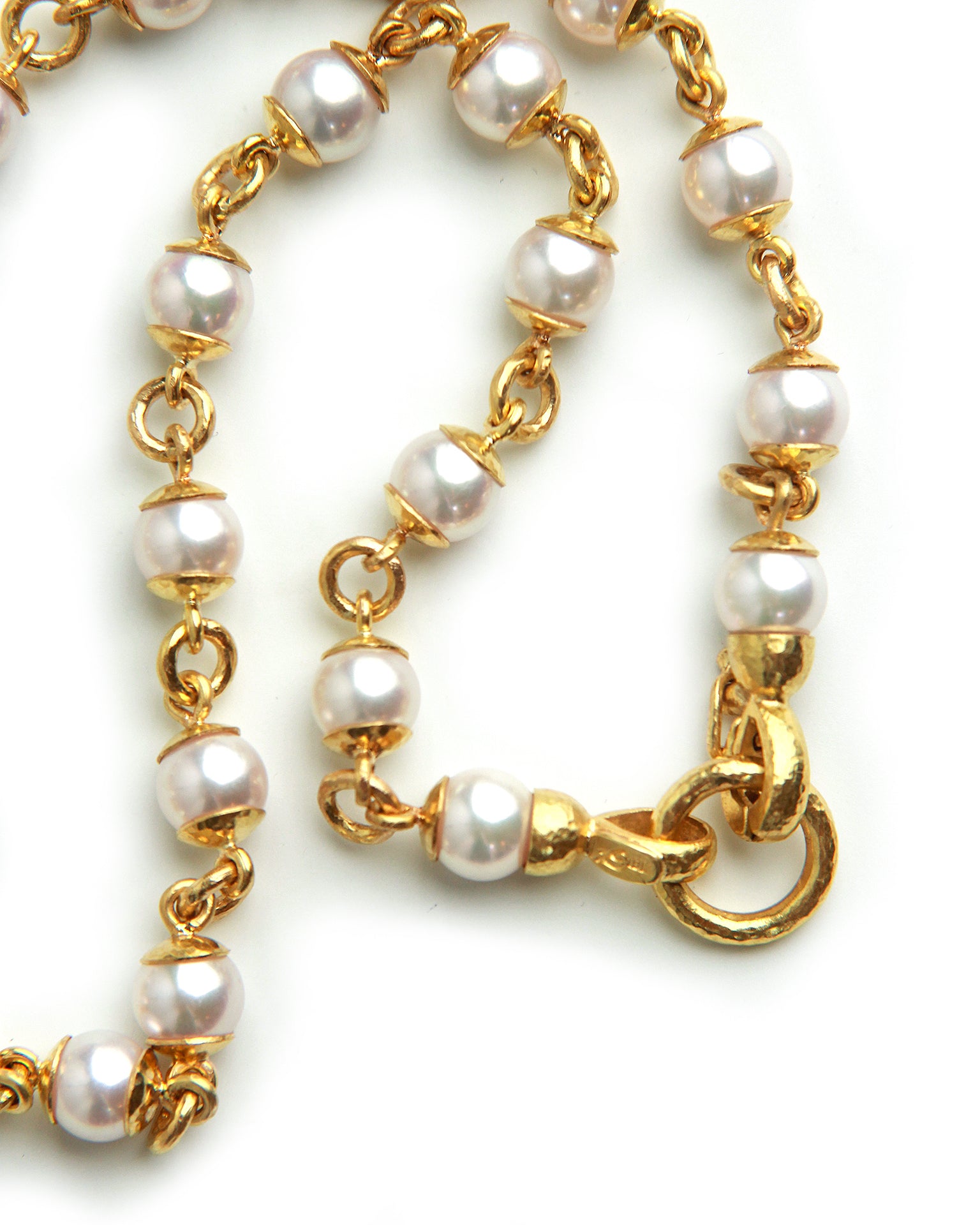 Akoya Pearl and Gold Link Necklace