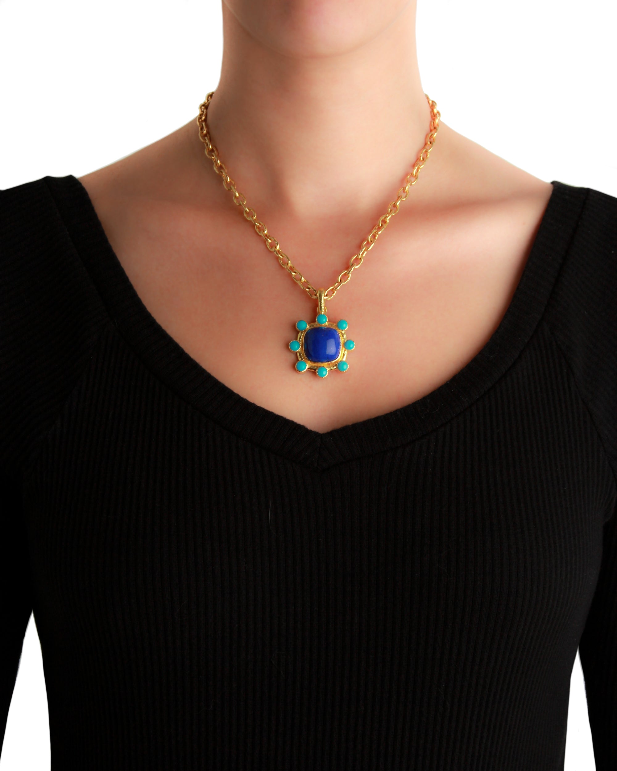 Lapis and Sleeping Beauty Turquoise Pendant