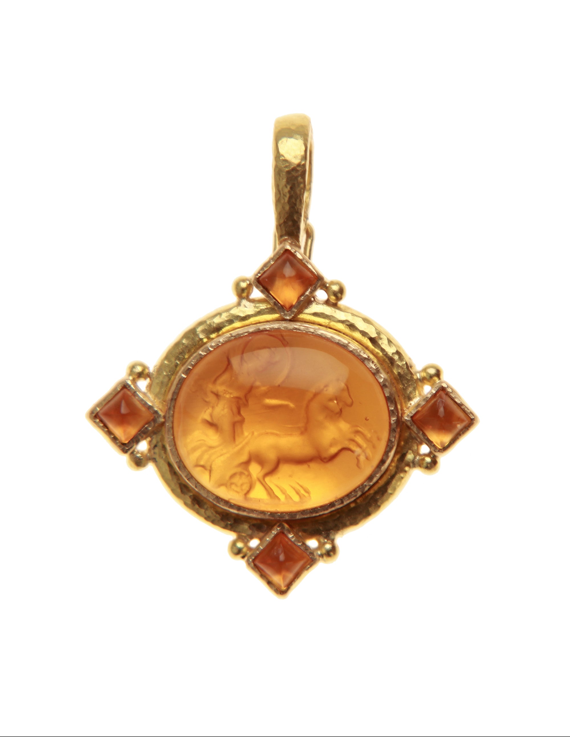 Light Amber 'Goddess with Chariot' Pendant