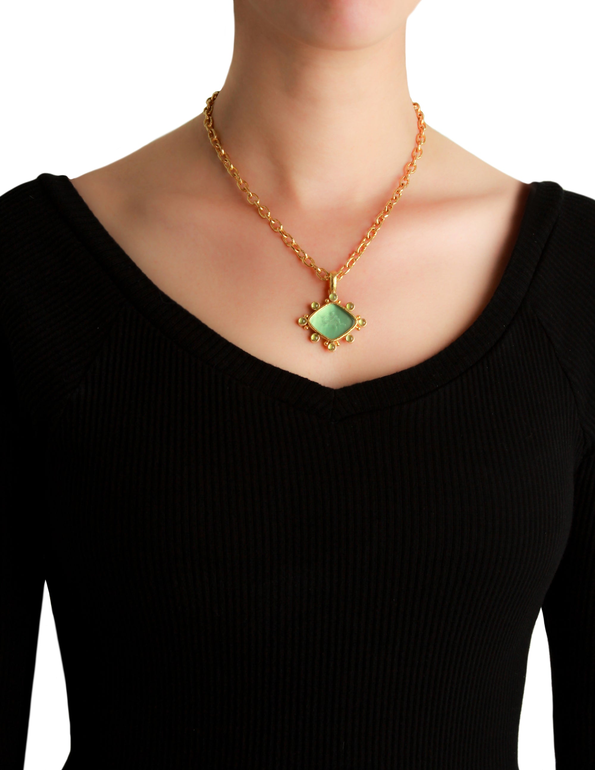 Pink 'Rombo God and Deer' Pendant