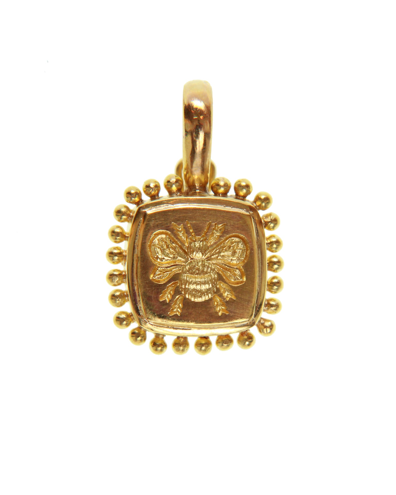 Cushion Gold Bee Pendant with Granulation