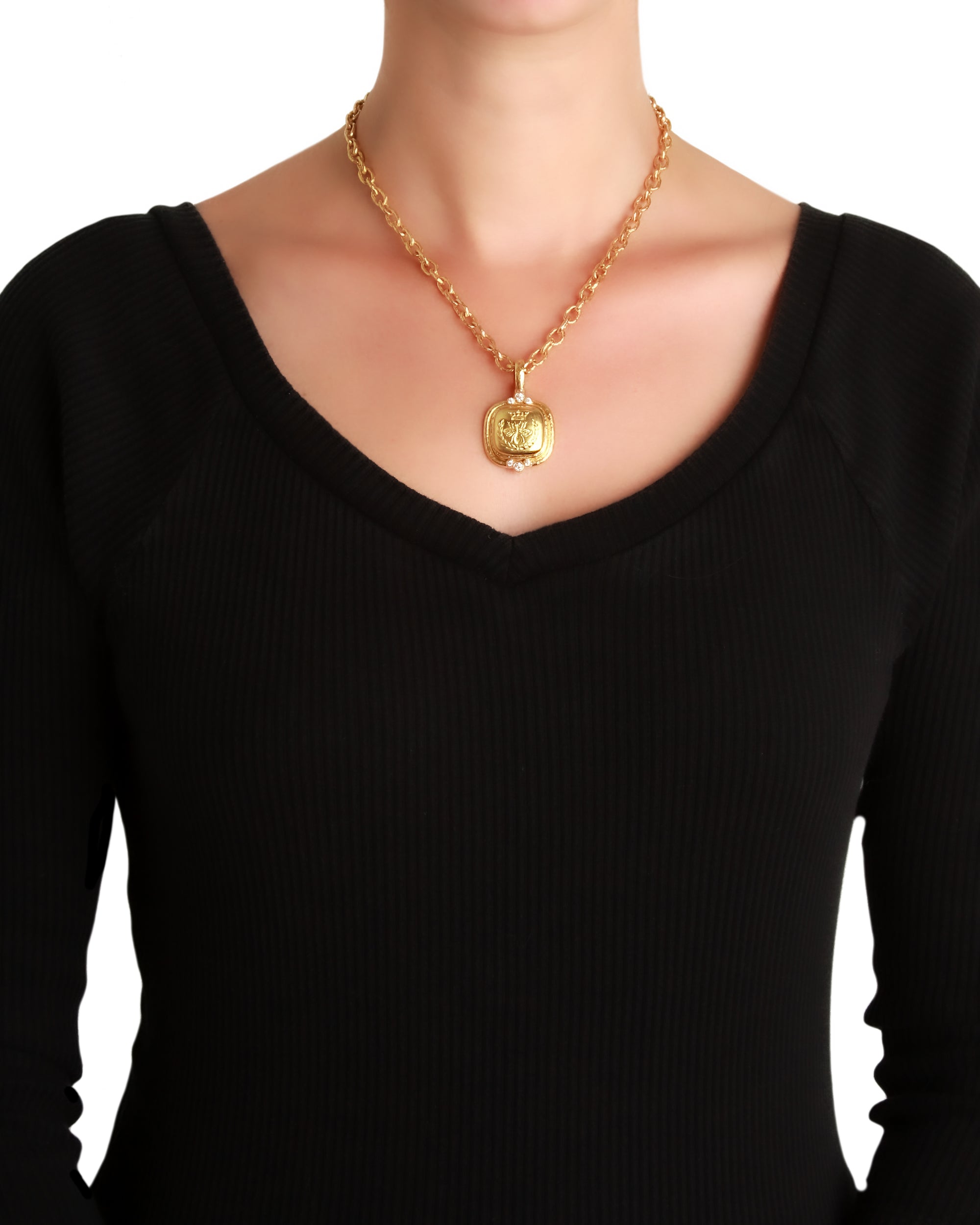 Gold 'Queen Bee' and Diamond Pendant