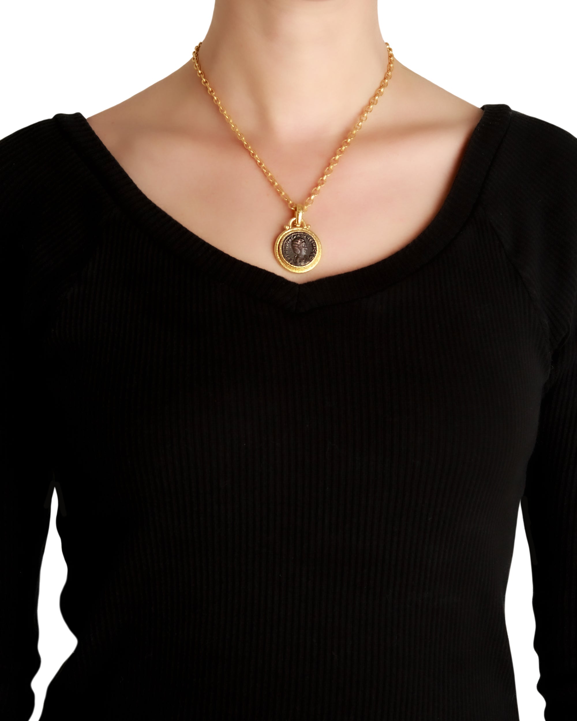 Ancient Bronze Coin Pendant