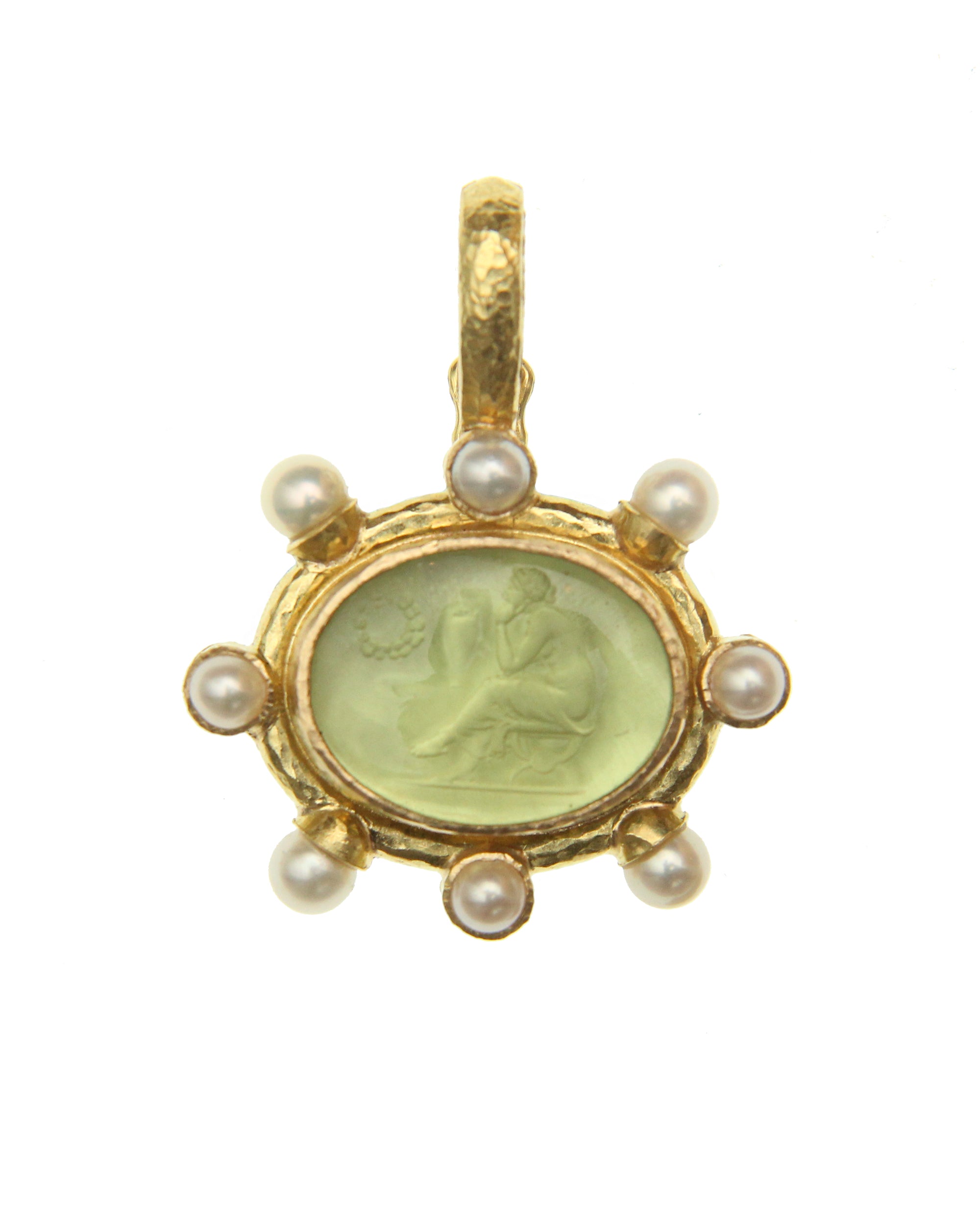 Lime 'Laurel Wreath' and Pearl Pendant