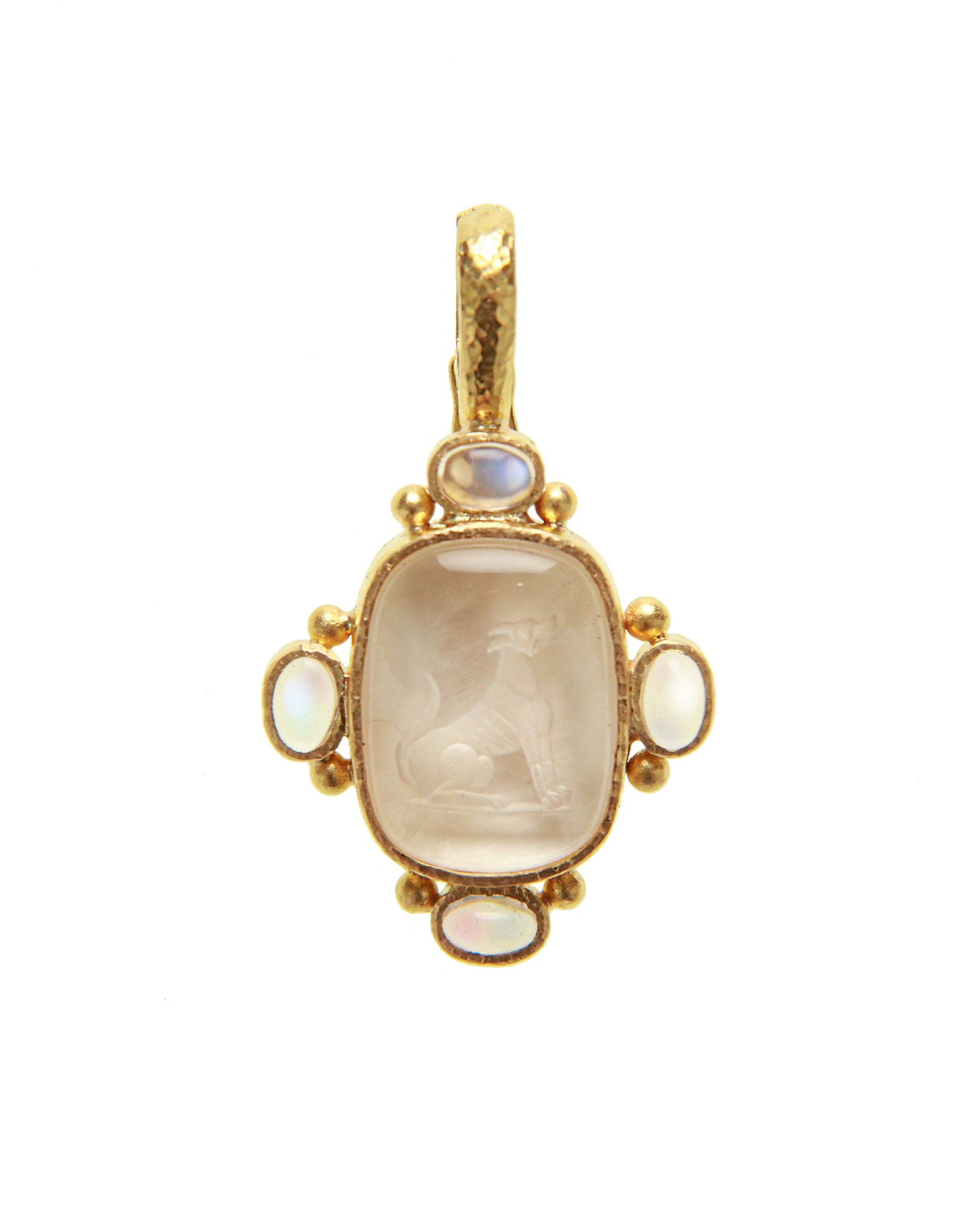 Rock Crystal 'Seated Whippet' Pendant