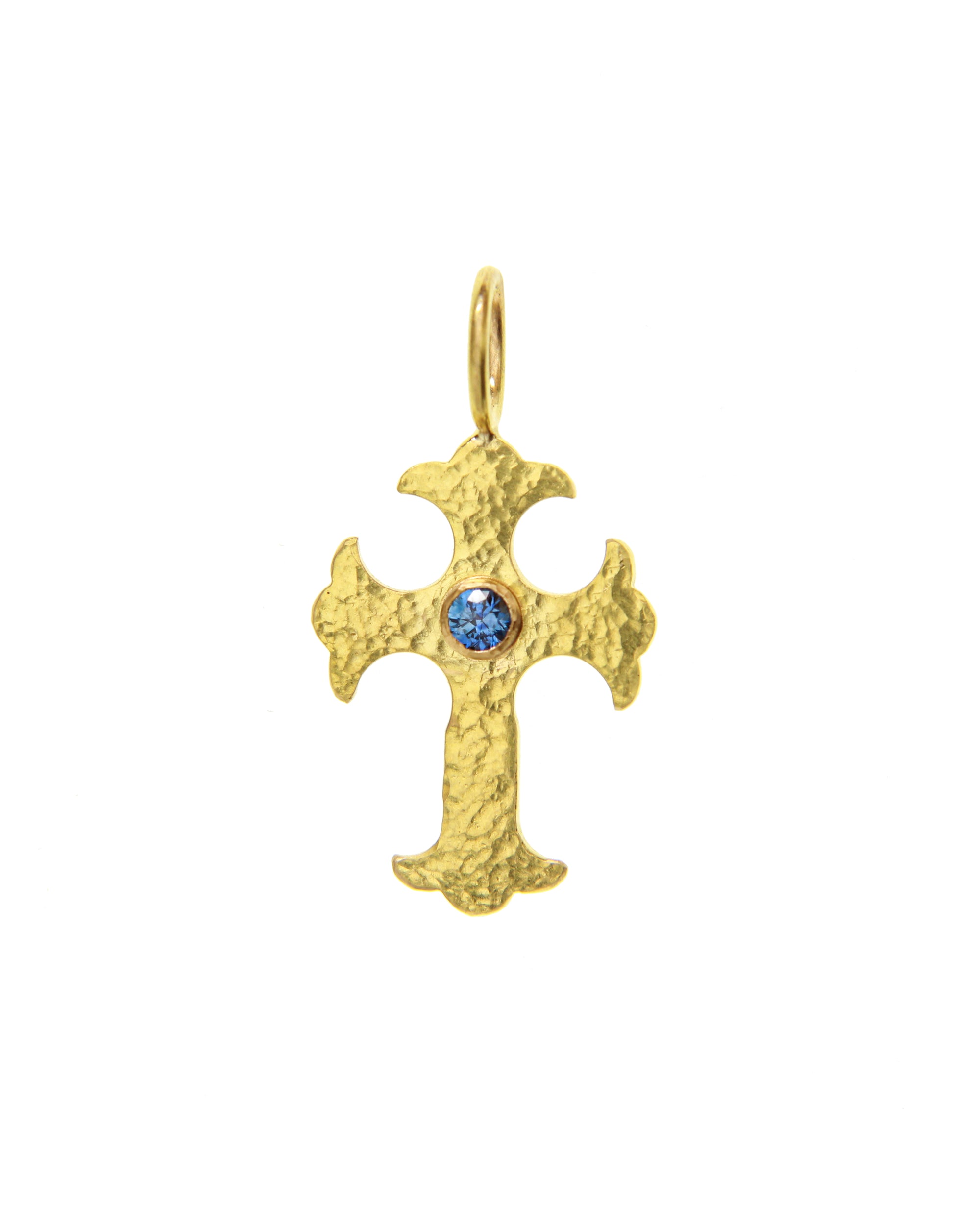 Gothic Blue Sapphire Cross Pendant