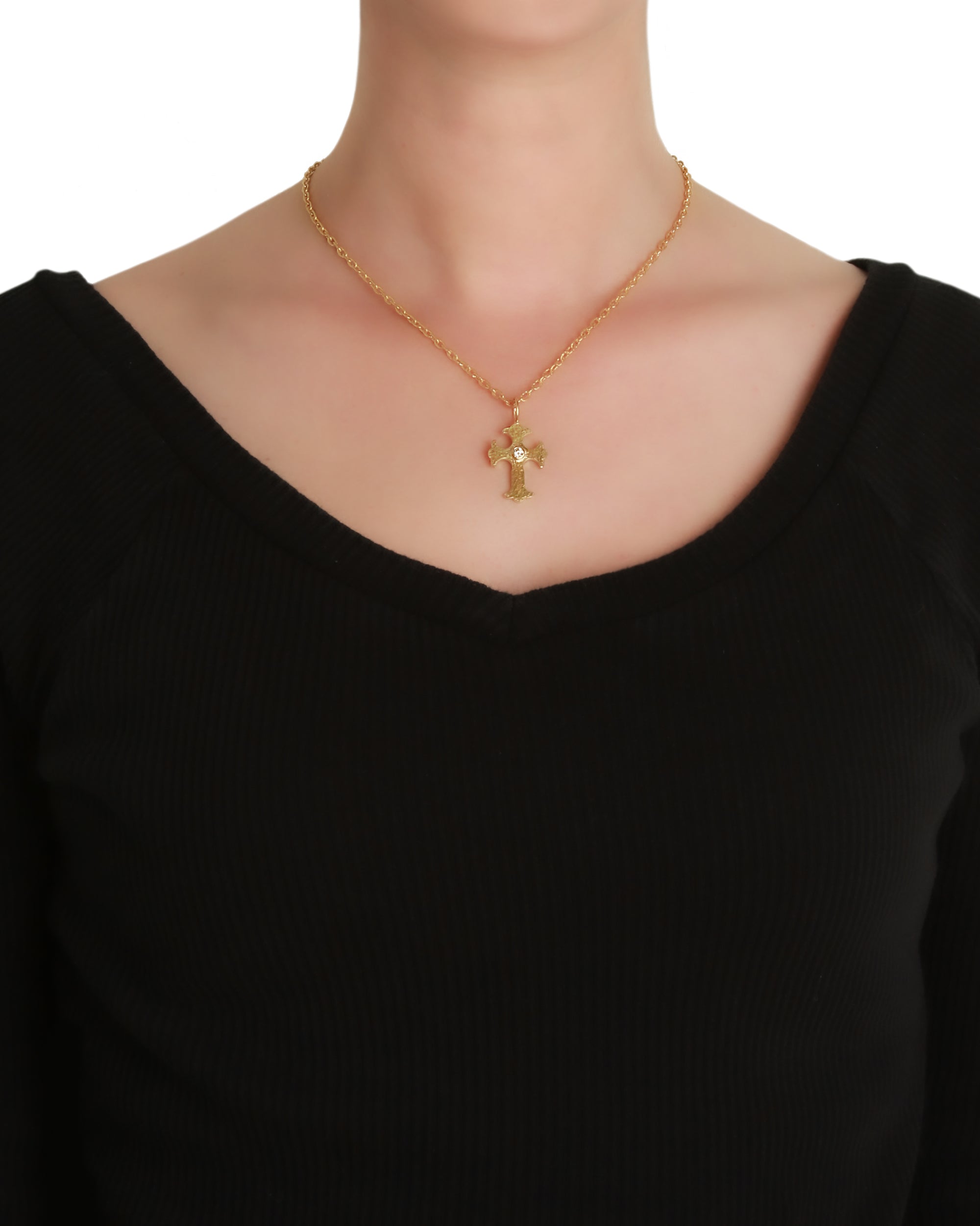 Gothic Diamond Cross Pendant