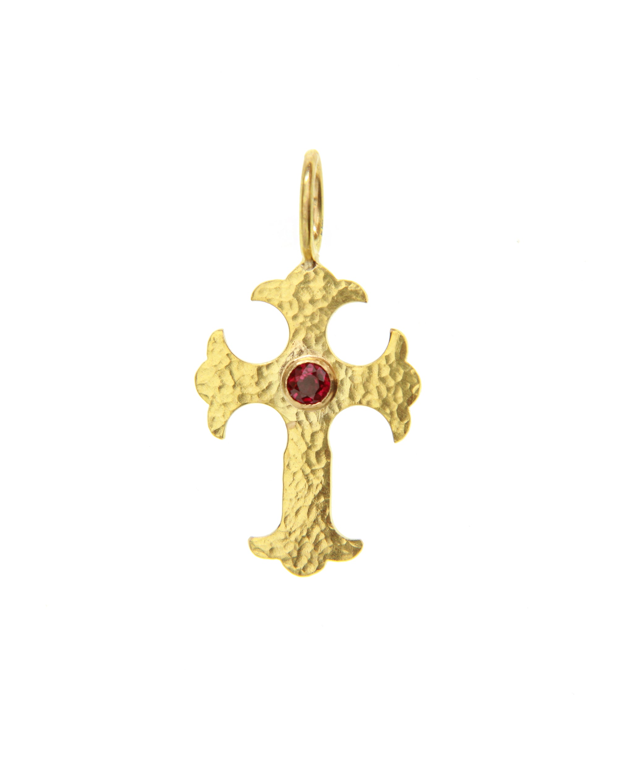 Gothic Ruby Cross Pendant