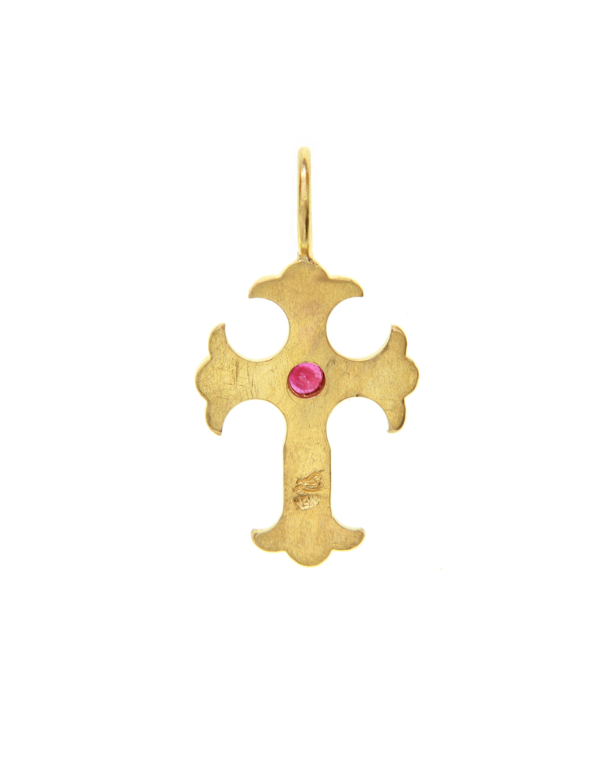 Gothic Ruby Cross Pendant